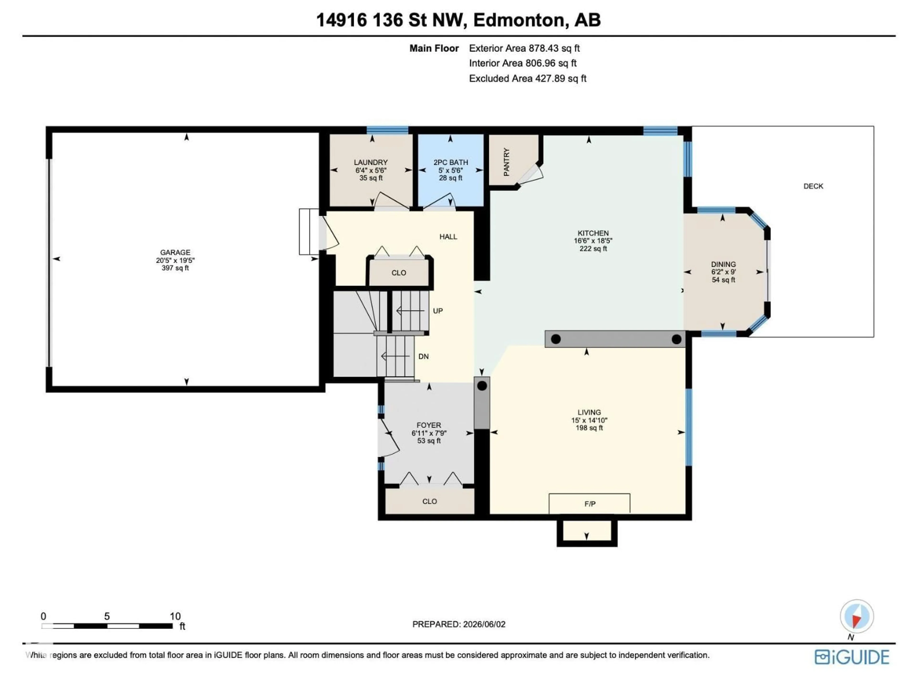 Floor plan for 14916 136 ST, Edmonton Alberta T6V1M3