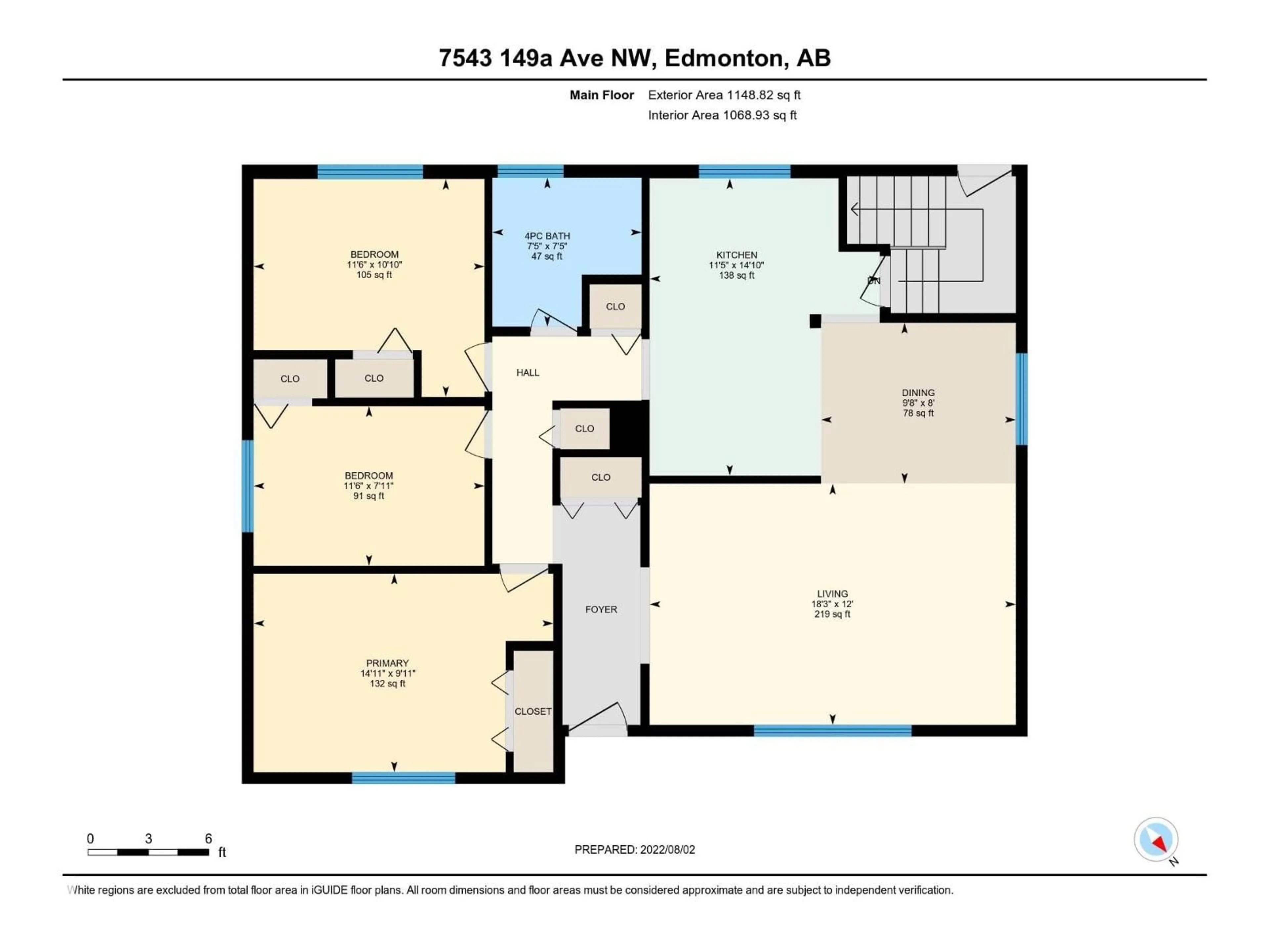 Floor plan for 7543 149A AV, Edmonton Alberta T5C2W8