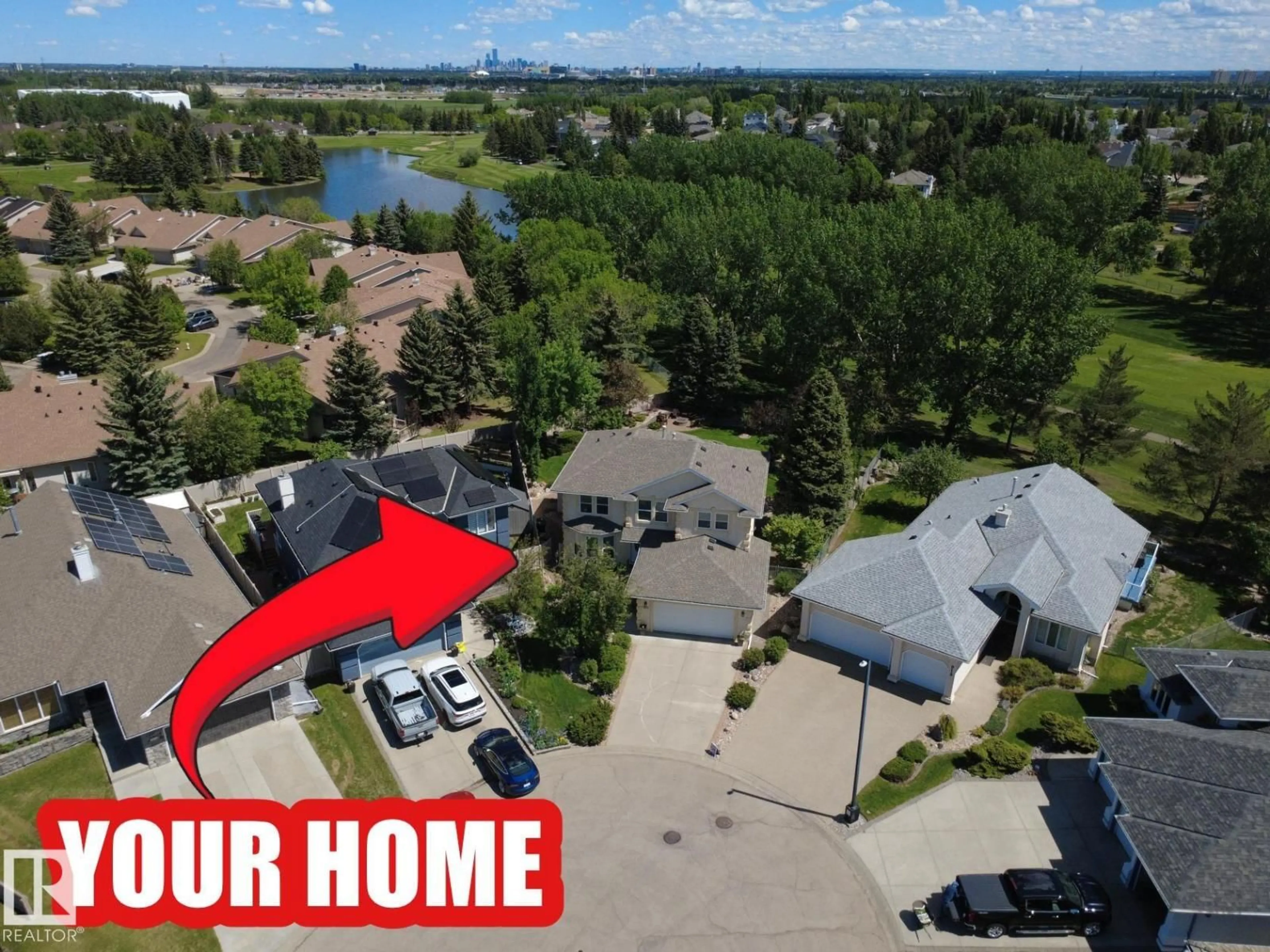 A pic from outside/outdoor area/front of a property/back of a property/a pic from drone, water/lake/river/ocean view for 915 PICARD DR, Edmonton Alberta T5T6H2