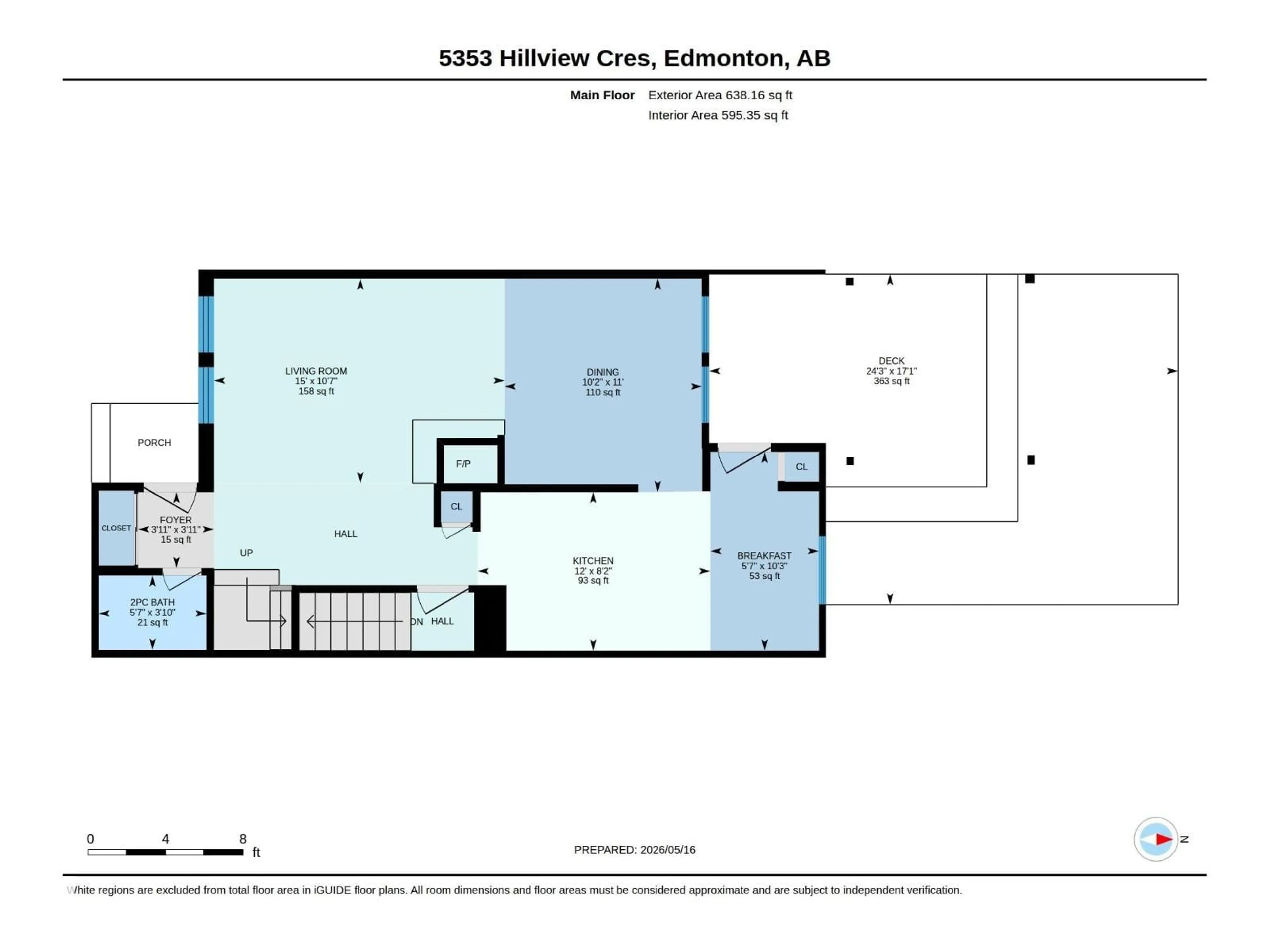 Floor plan for 5353 HILL VIEW CR, Edmonton Alberta T6L1V9