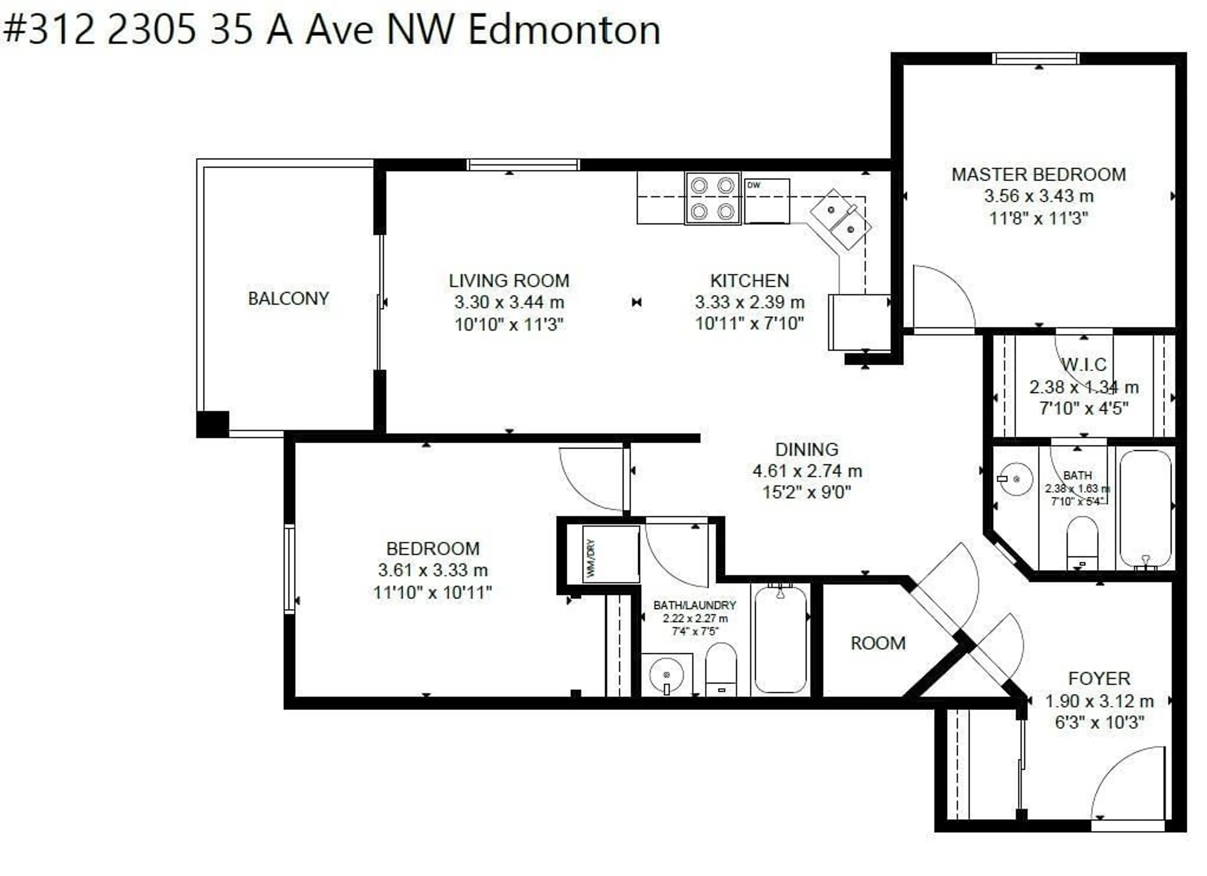 Floor plan for #312 - 2305 35A AV, Edmonton Alberta T6T1Z2
