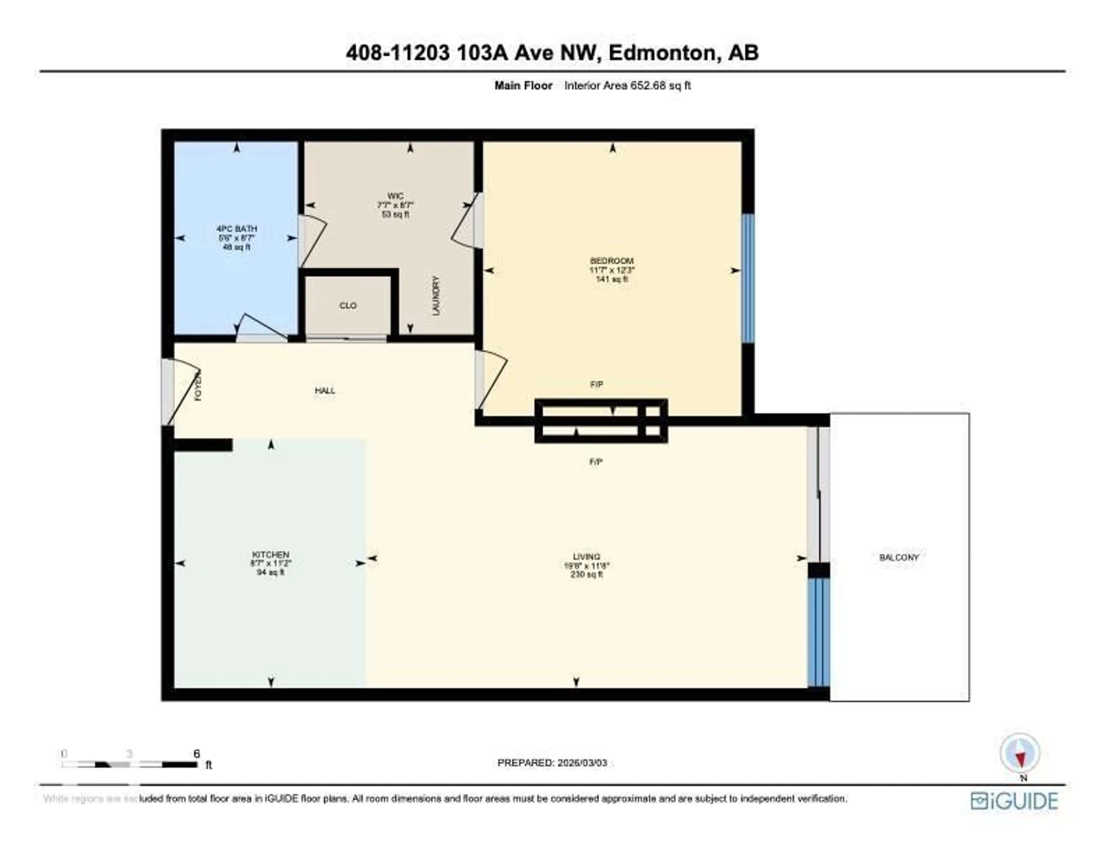 Floor plan for #408 - 11203 103A AV, Edmonton Alberta T5K2E4