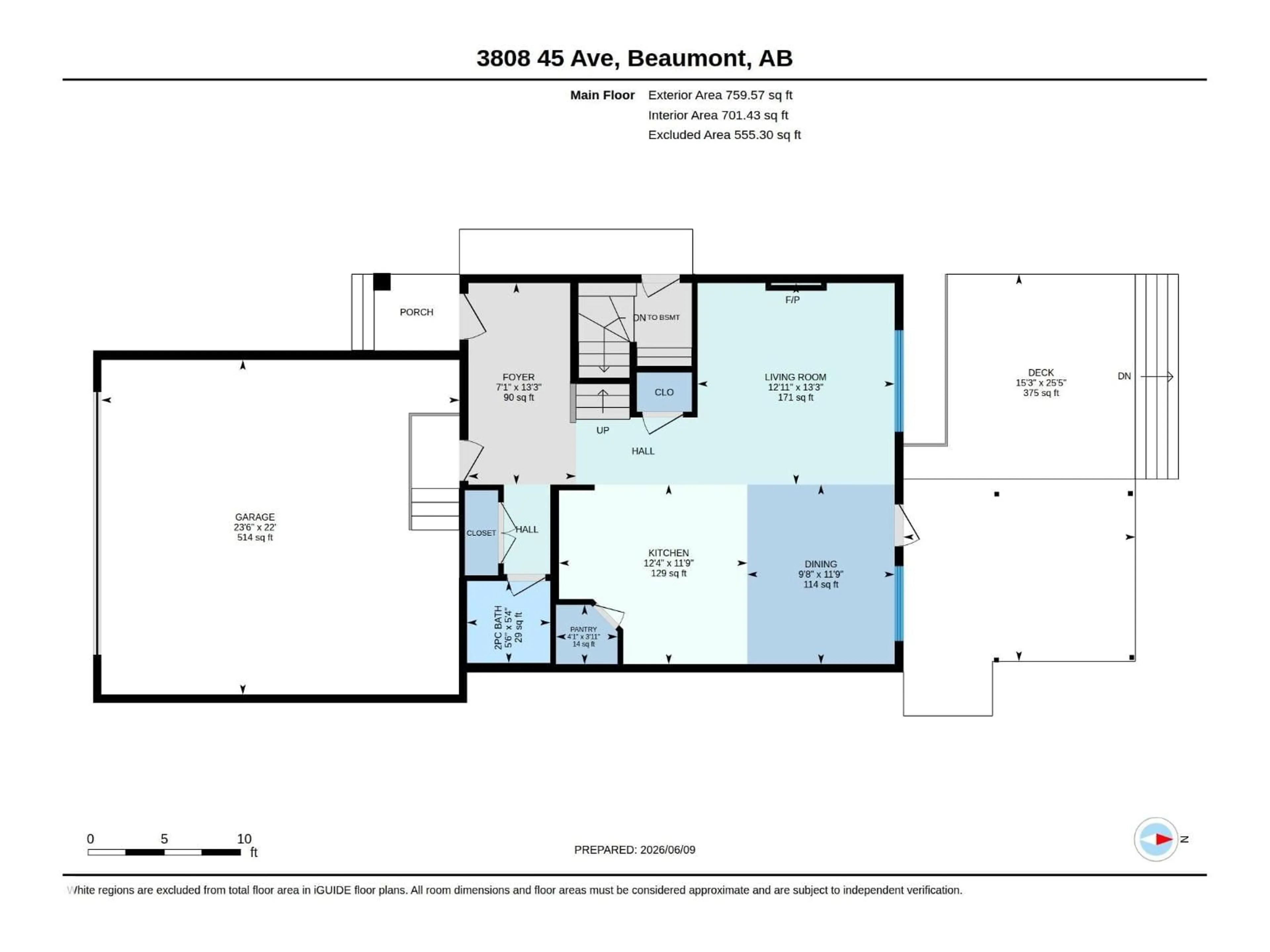 Floor plan for 3808 45 AV, Beaumont Alberta T4X2W9