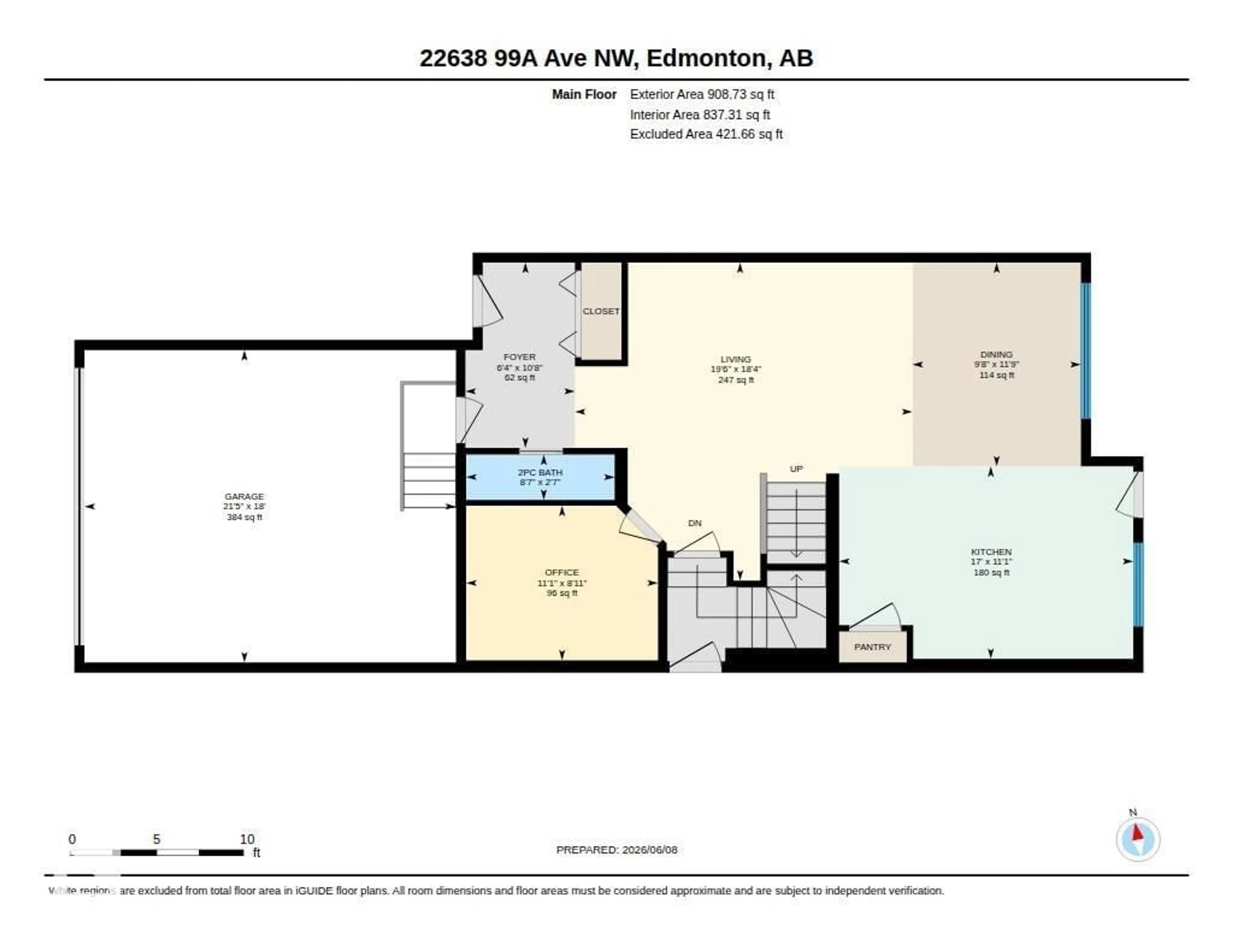 Floor plan for 22638 99A AV, Edmonton Alberta T5T7V1