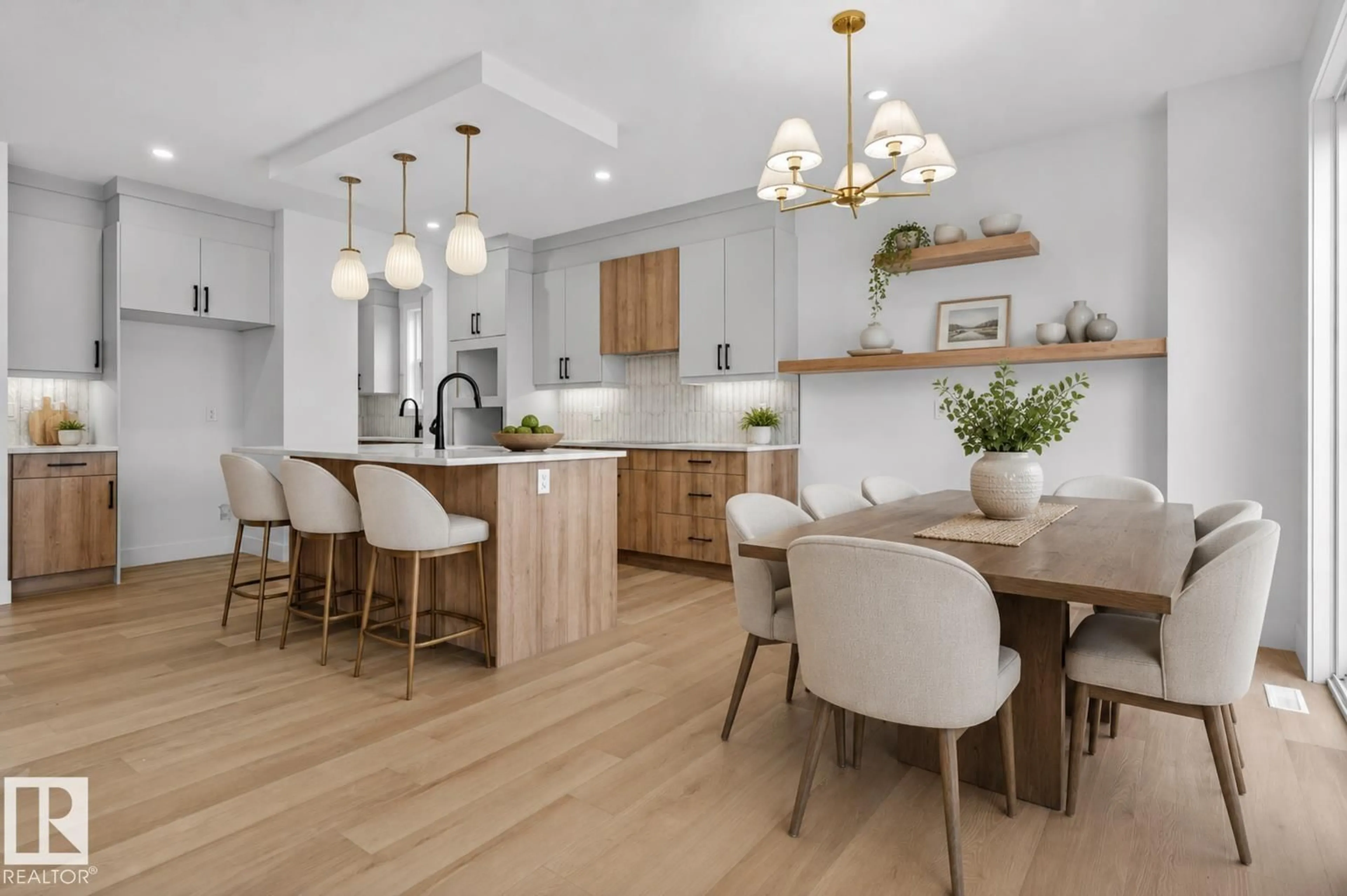 Open concept kitchen, wood/laminate floor for 15 REDBUD WY, St. Albert Alberta T8N8G2