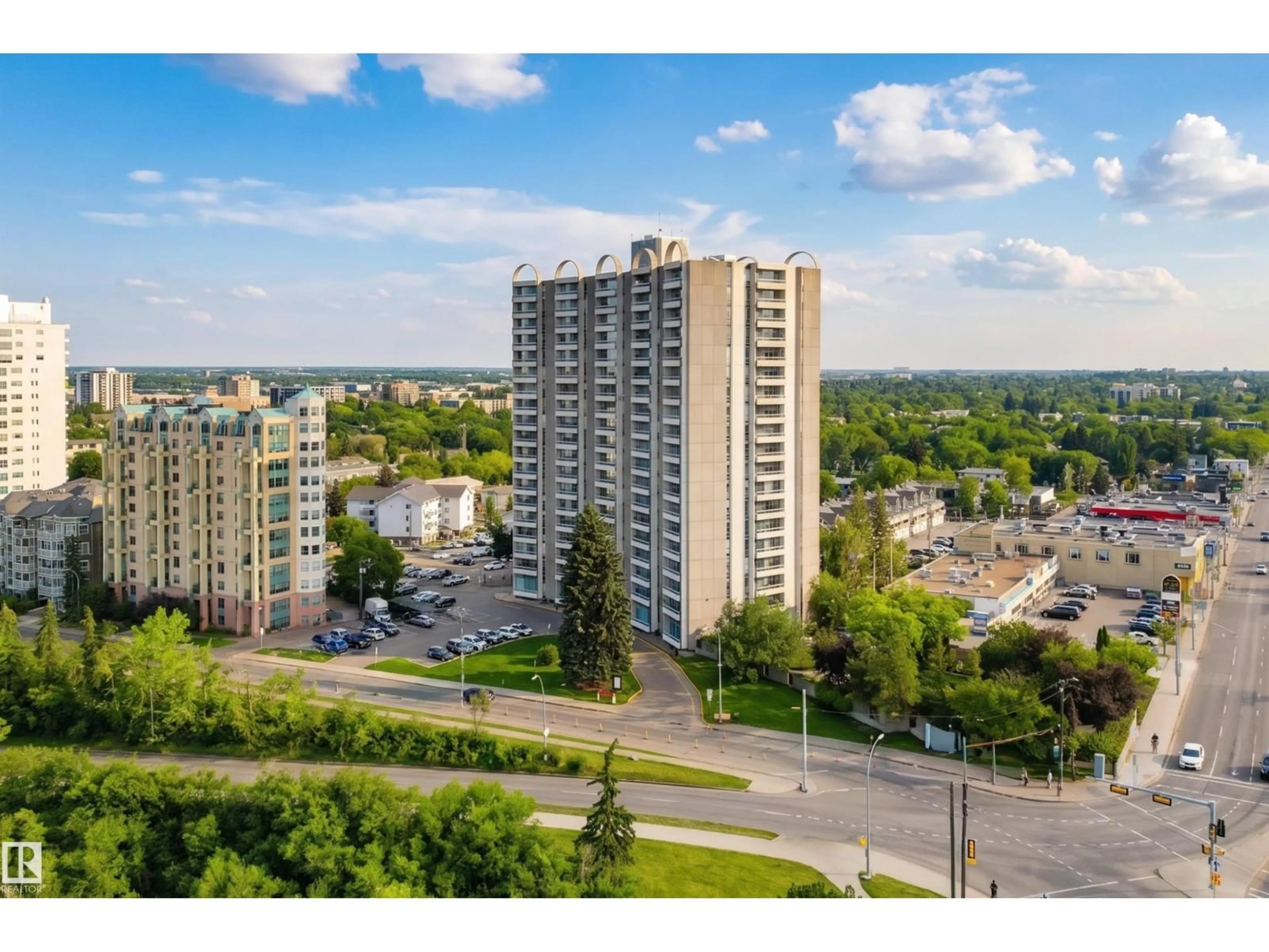 A pic from outside/outdoor area/front of a property/back of a property/a pic from drone, city buildings view from balcony for 2003 SASKATCHEWAN DR, Edmonton Alberta T6E4S6