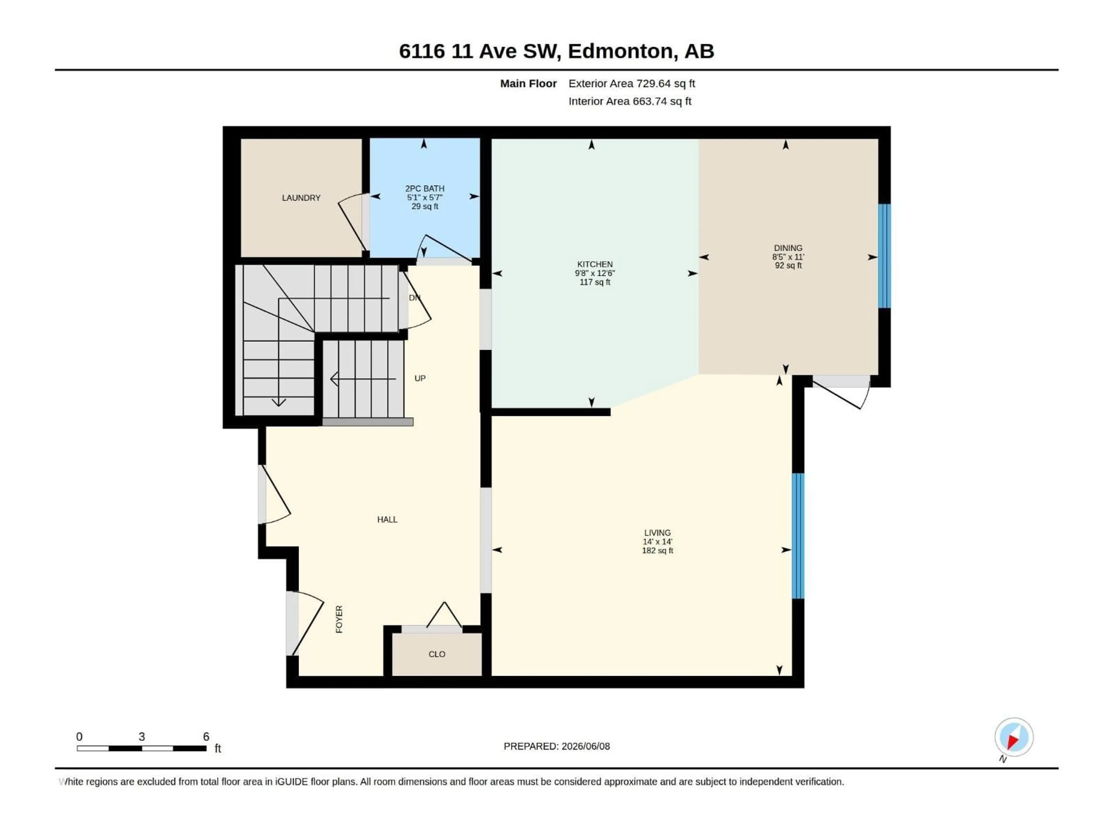 Floor plan for 6116 11 AV, Edmonton Alberta T6X0M4