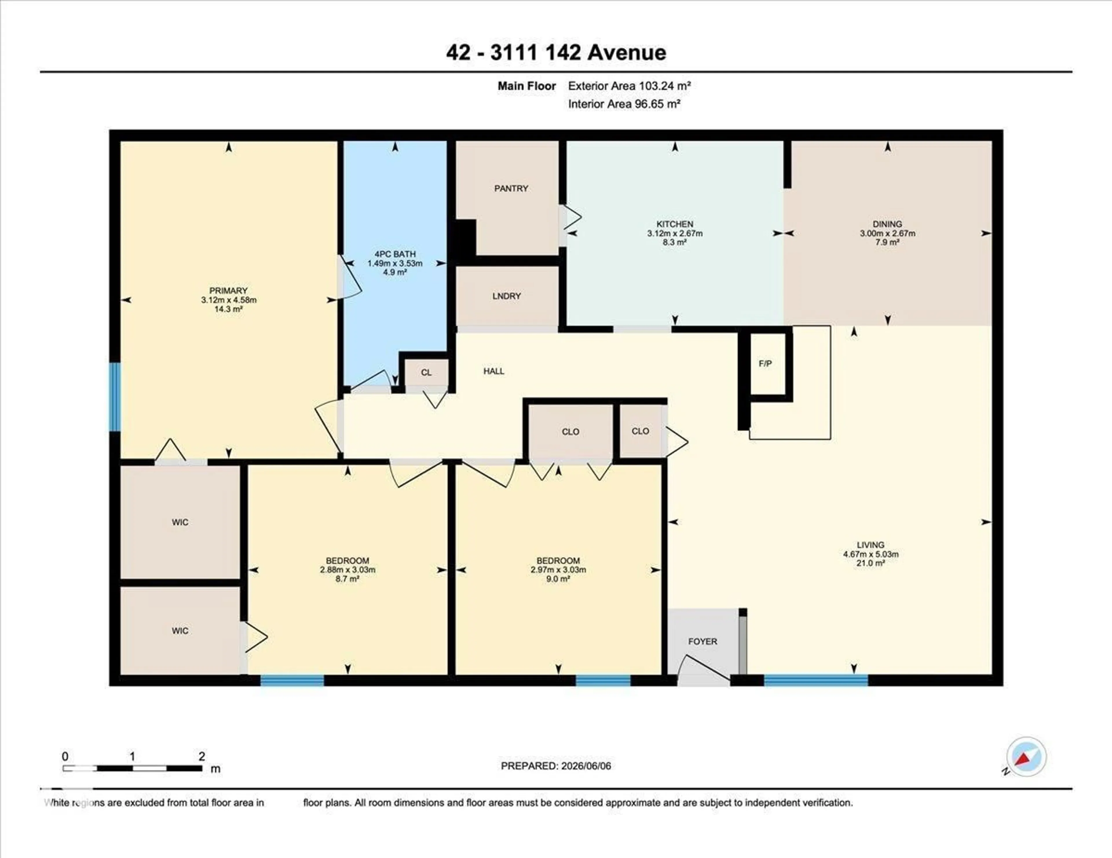 Floor plan for 42 - 3111 142 AV NW, Edmonton Alberta T5Y2H6