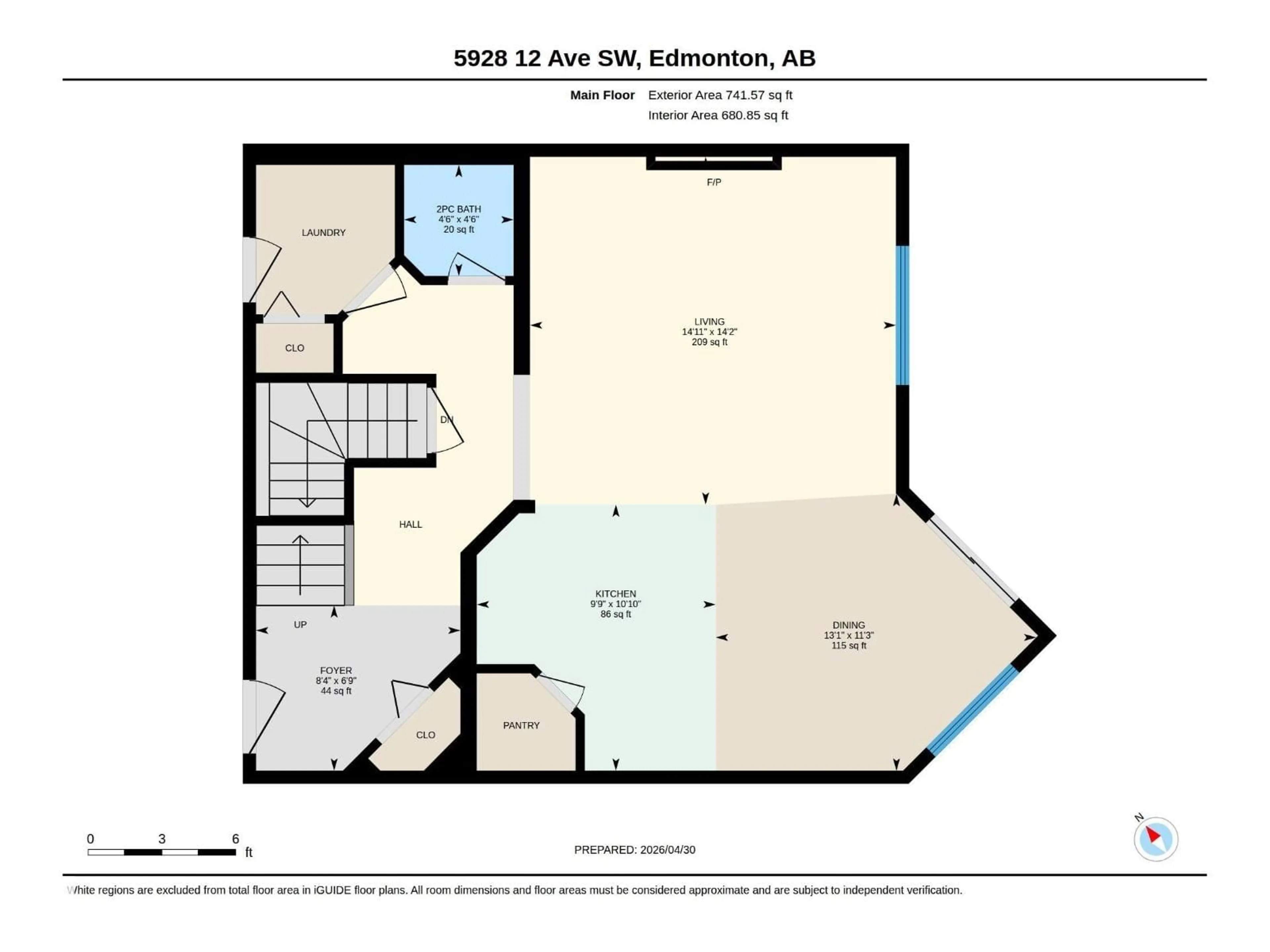 Floor plan for SW - 5928 12 AV, Edmonton Alberta T6X0M7