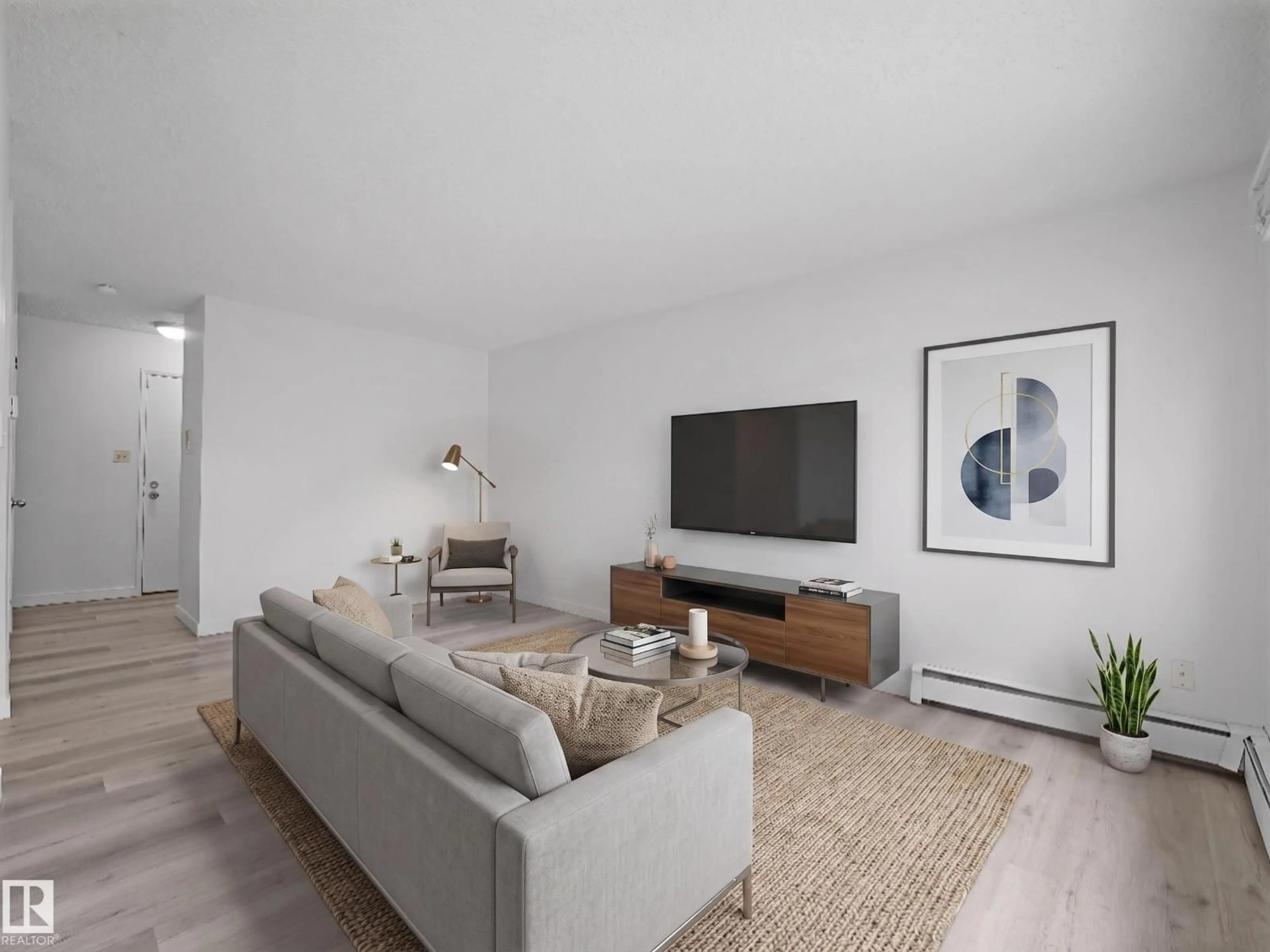 Living room with furniture, unknown for NW - 122 16340 109 ST, Edmonton Alberta T5X2T4