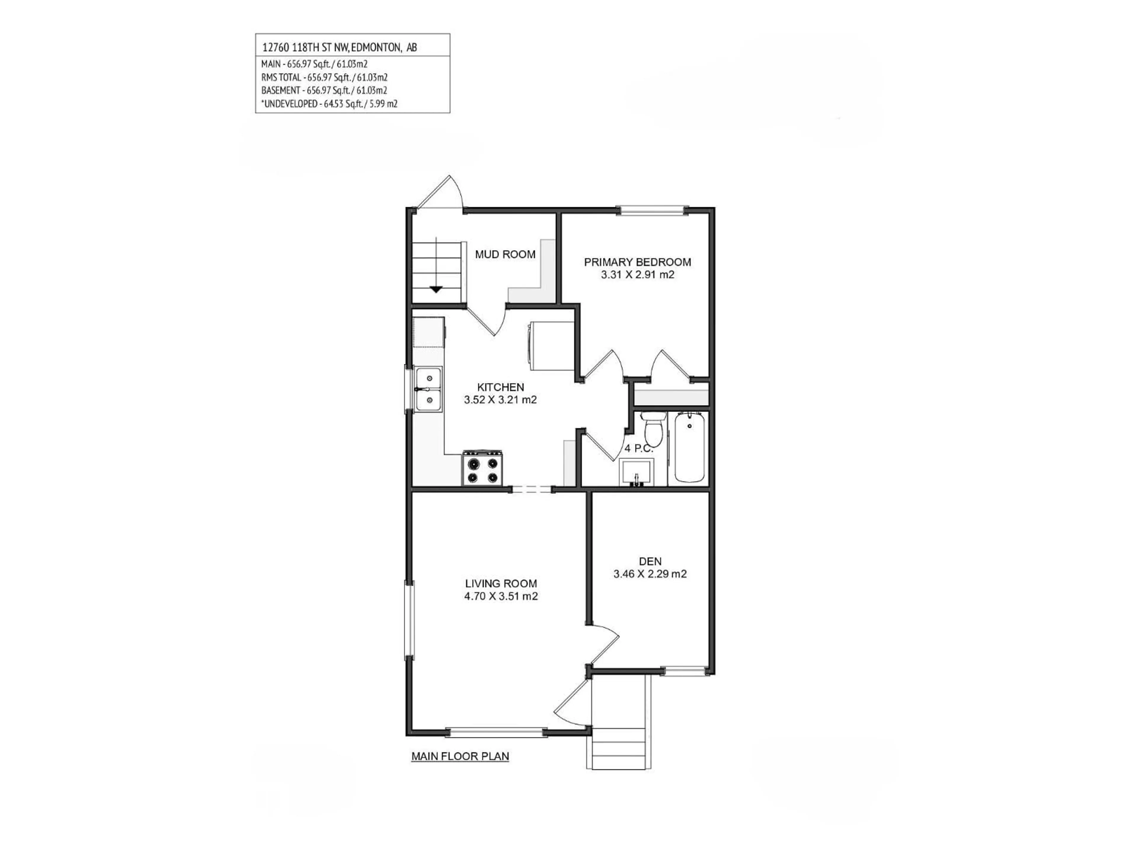 Floor plan for 12760 118 ST, Edmonton Alberta T5E5K8
