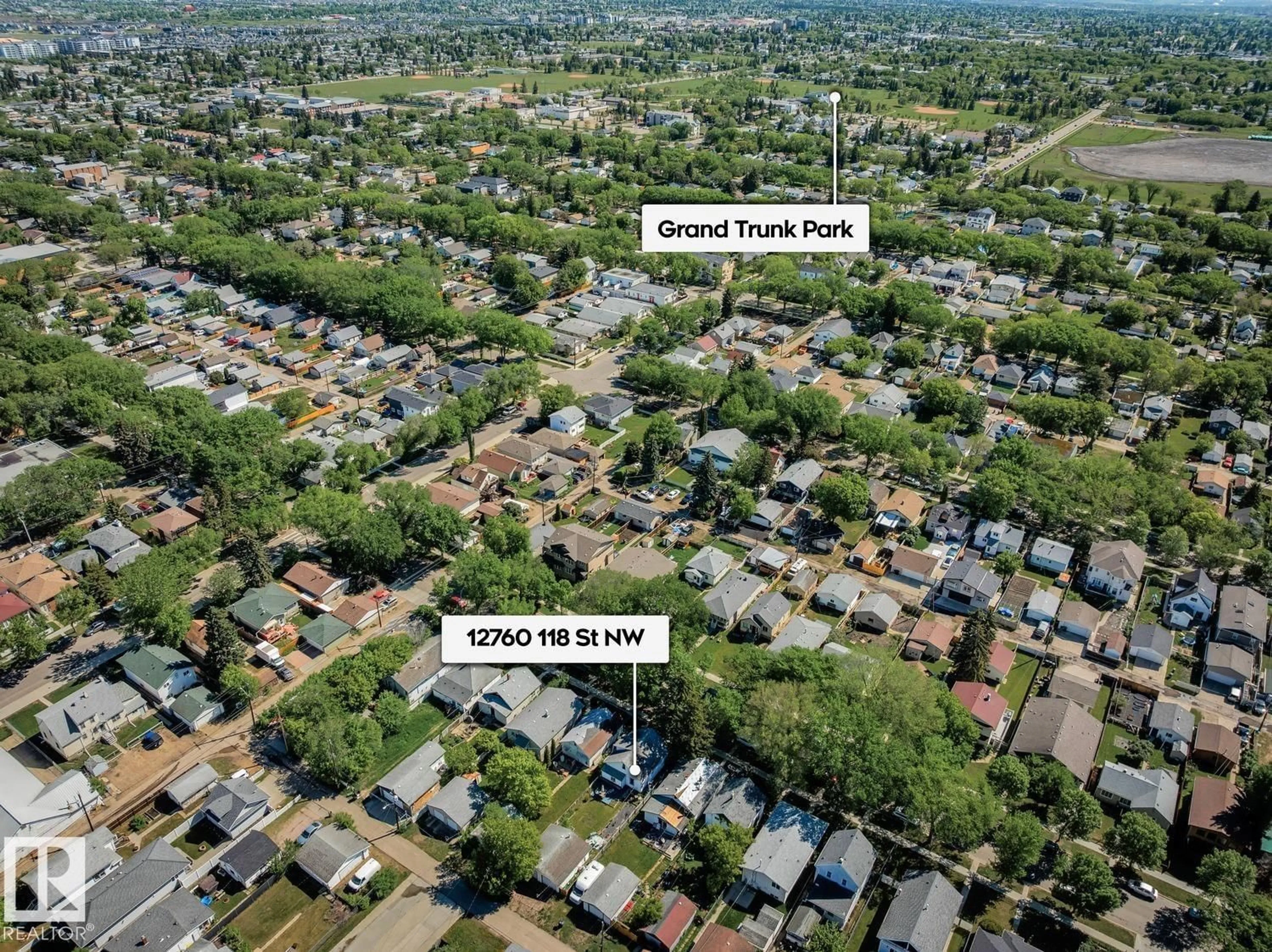 A pic from outside/outdoor area/front of a property/back of a property/a pic from drone, street for 12760 118 ST, Edmonton Alberta T5E5K8