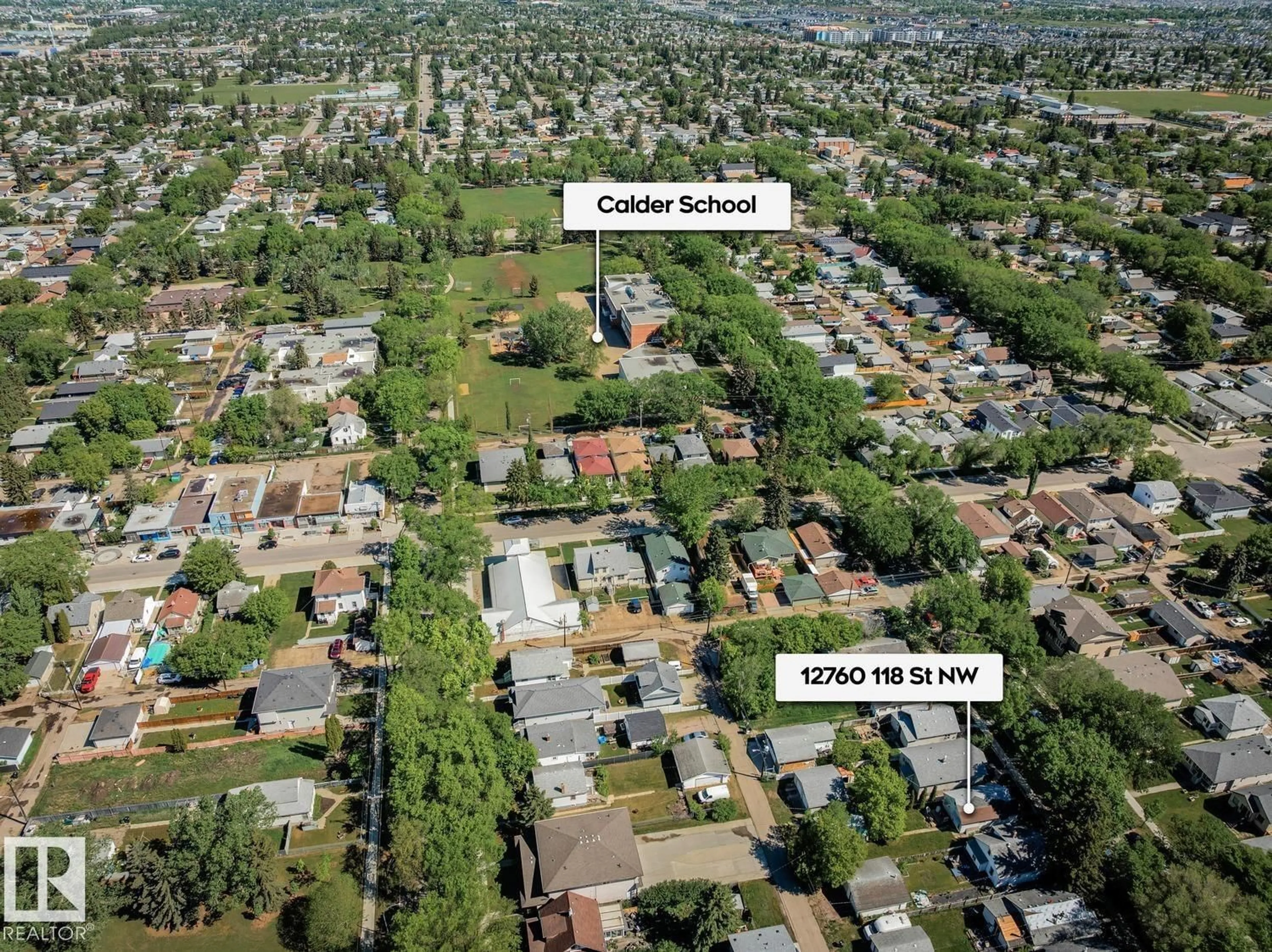 A pic from outside/outdoor area/front of a property/back of a property/a pic from drone, street for 12760 118 ST, Edmonton Alberta T5E5K8