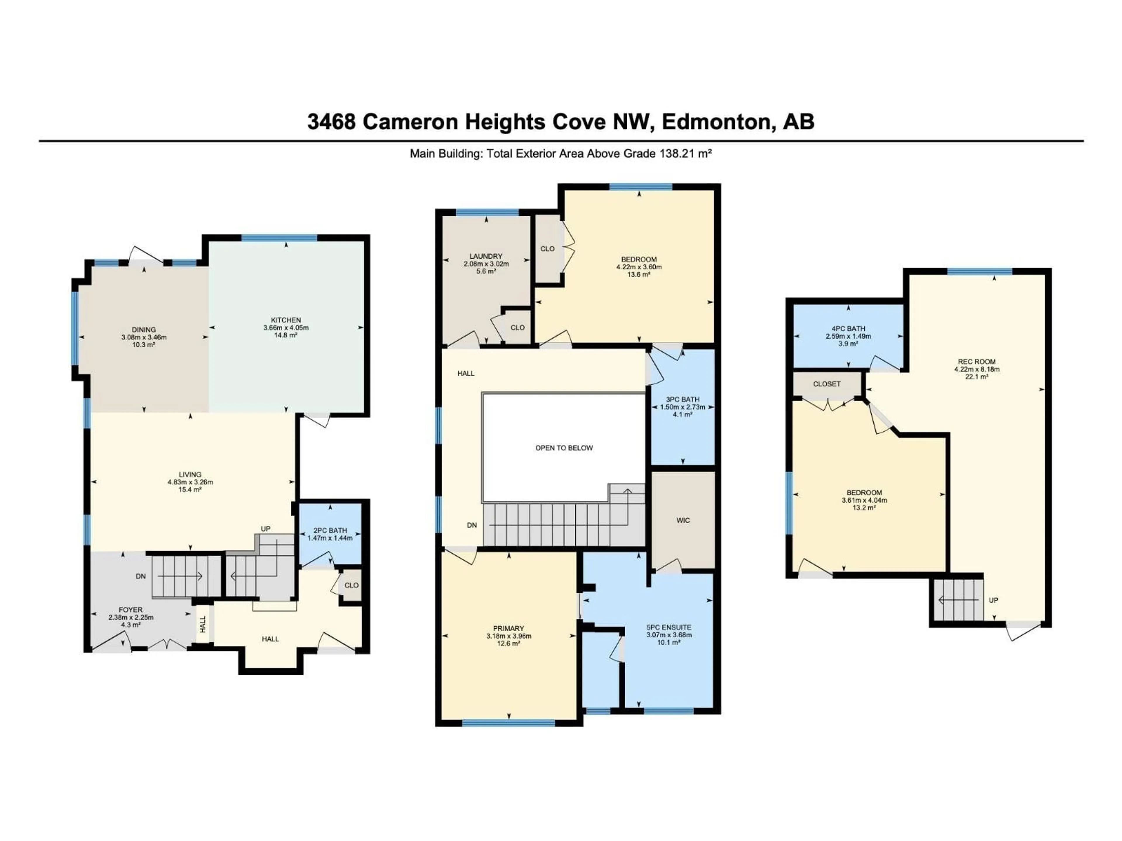 Floor plan for 3468 CAMERON HEIGHTS CV, Edmonton Alberta T6M0R5