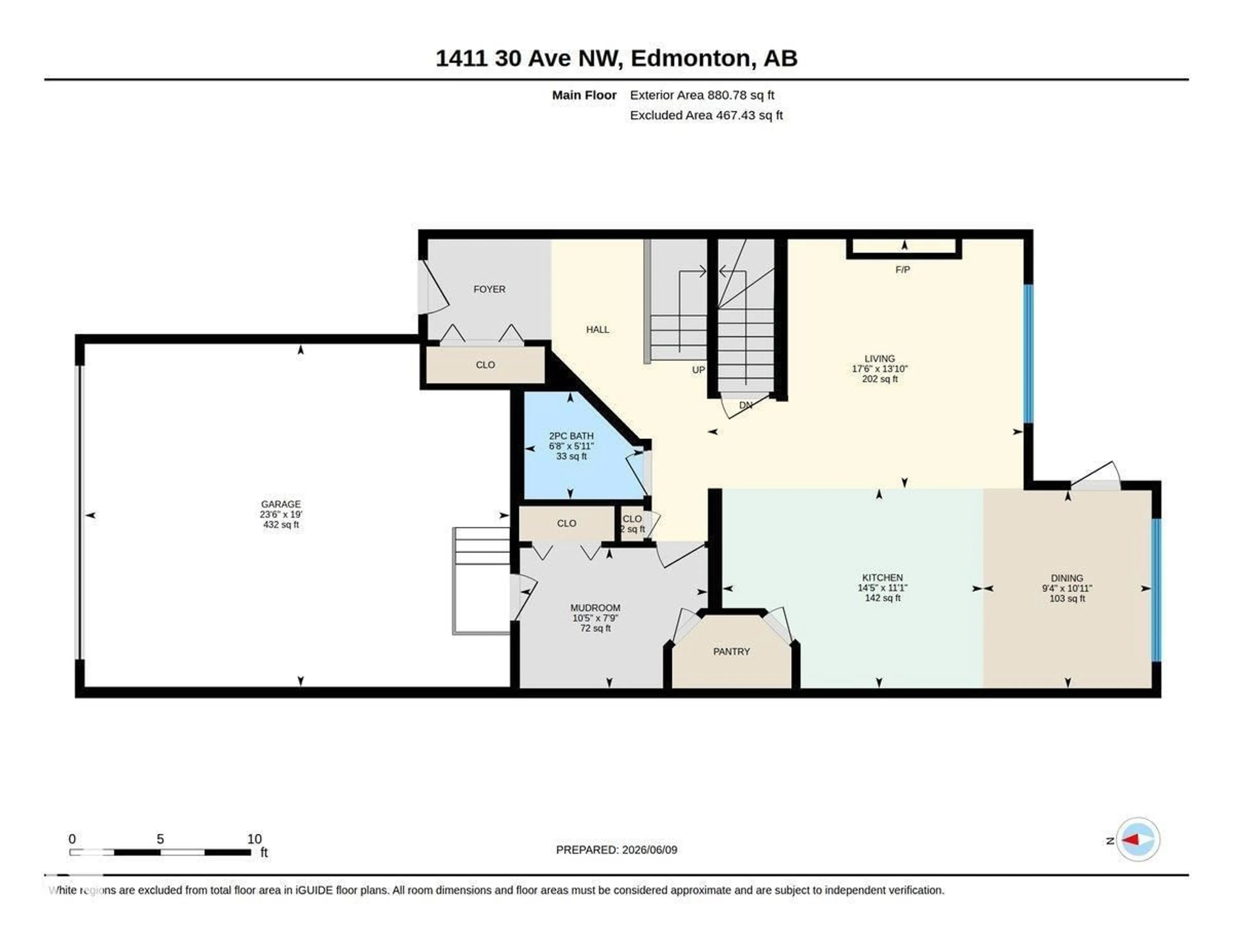 Floor plan for 1411 30 AV, Edmonton Alberta T6T0V7