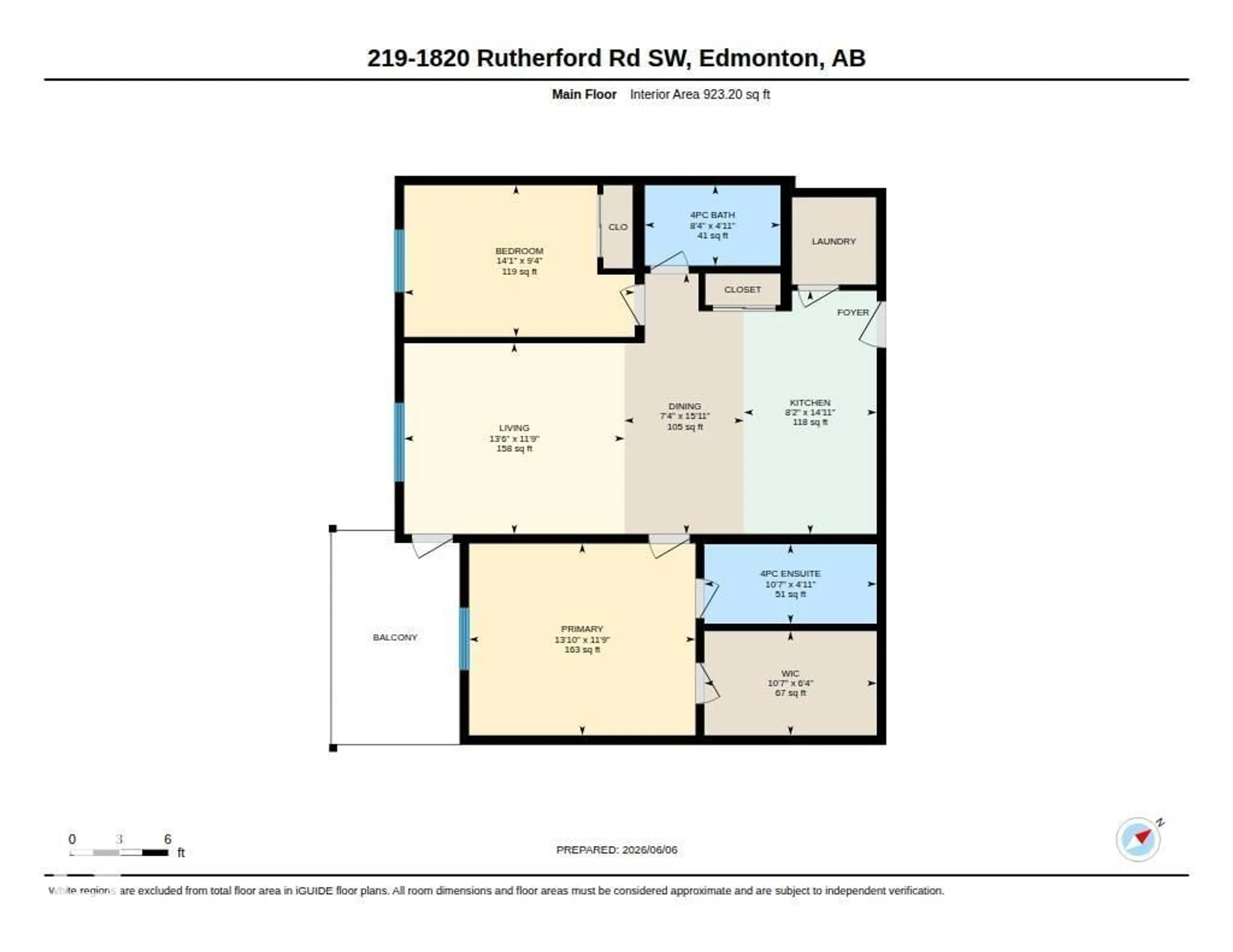 Floor plan for 1820 - 219 RUTHERFORD RD, Edmonton Alberta T6W2K6
