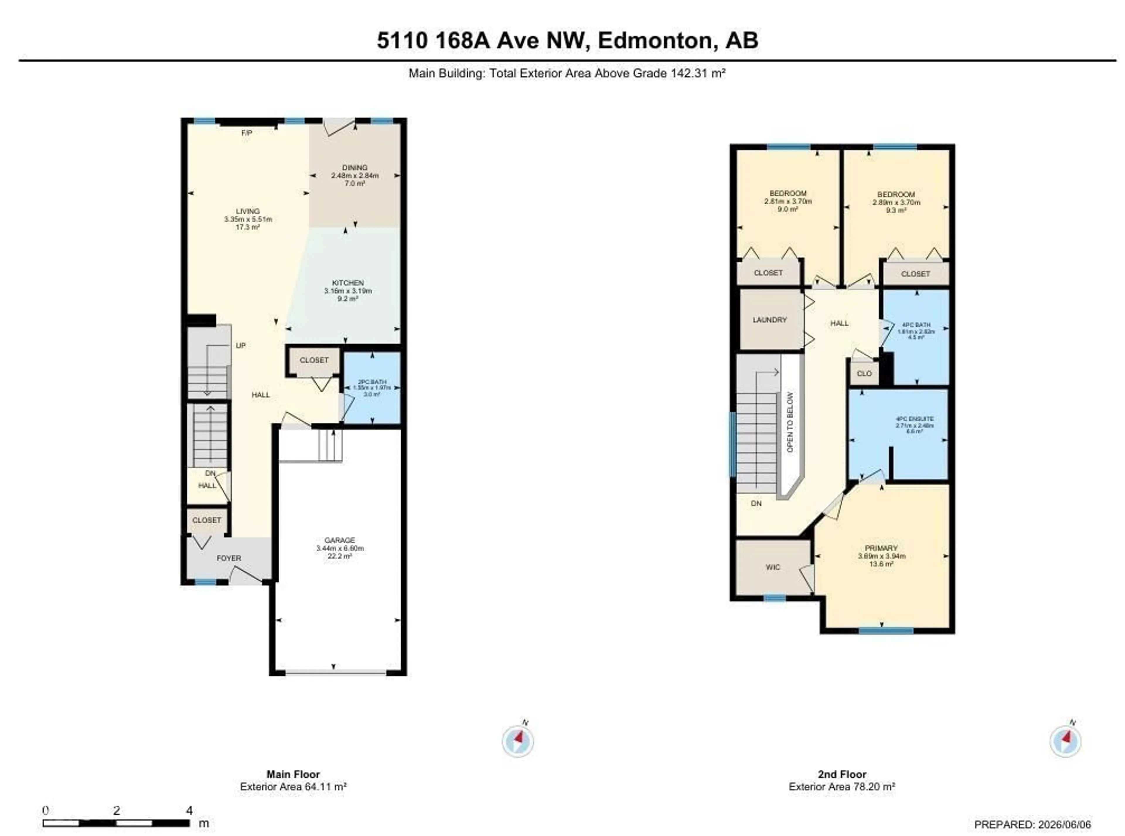 Floor plan for NW - 5110 168A AV, Edmonton Alberta T5Y0R9