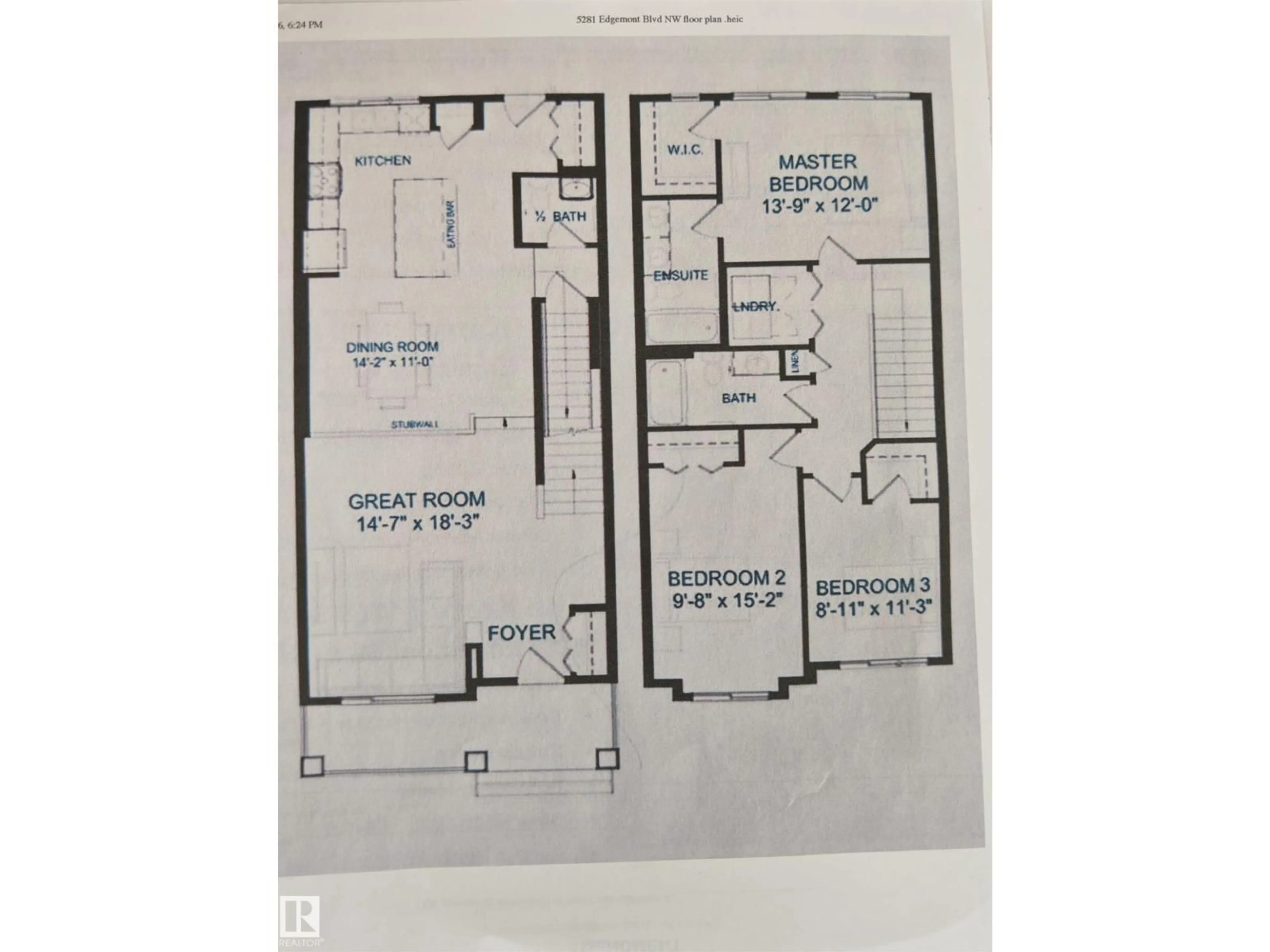 Floor plan for NW - 5271 EDGEMONT BV, Edmonton Alberta T6M1R8