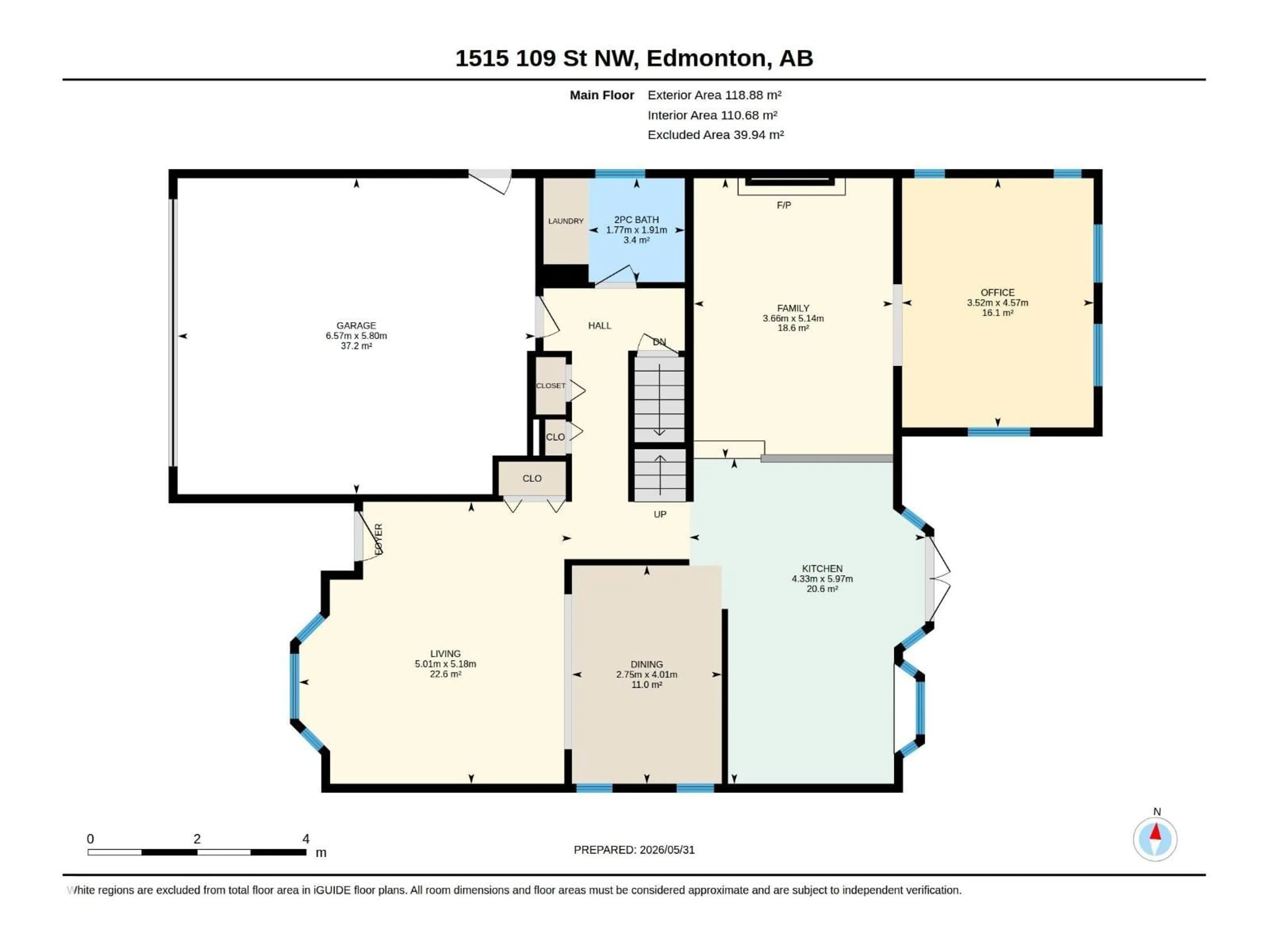 Floor plan for NW - 1515 109 ST, Edmonton Alberta T6J5W9