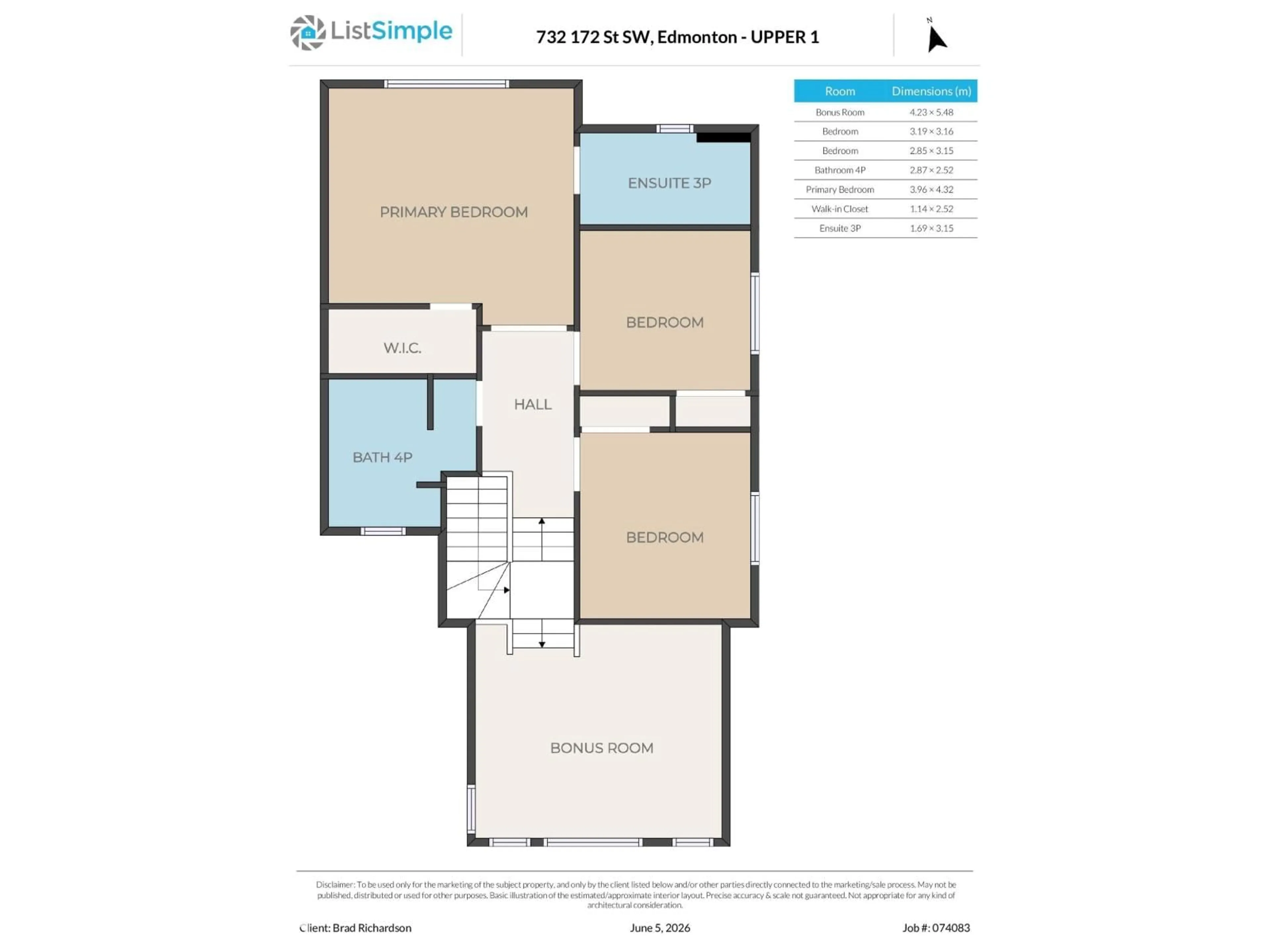 Floor plan for SW - 732 172 ST, Edmonton Alberta T6W0M5