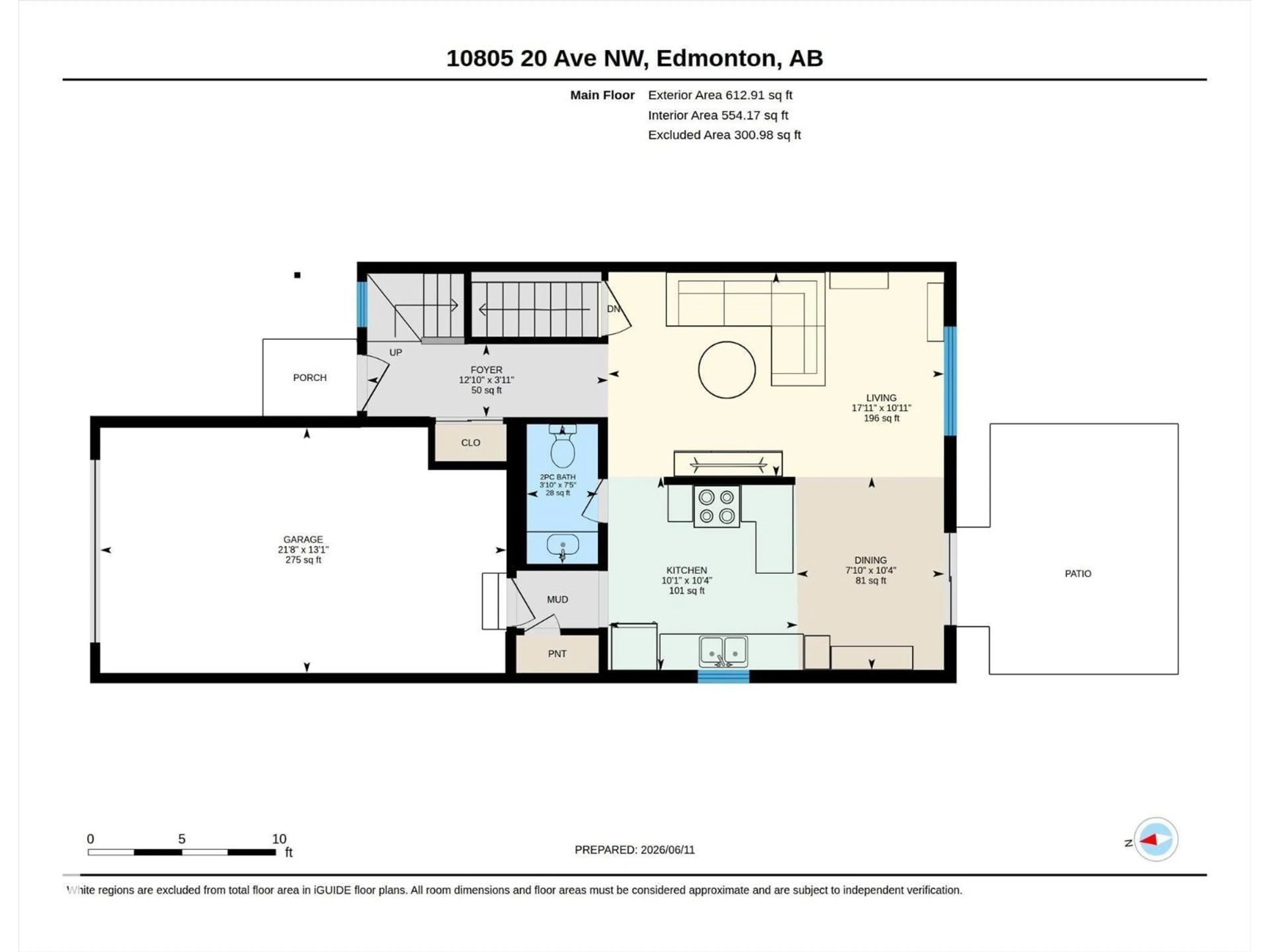 Floor plan for NW - 10805 20 AV, Edmonton Alberta T6J5W5