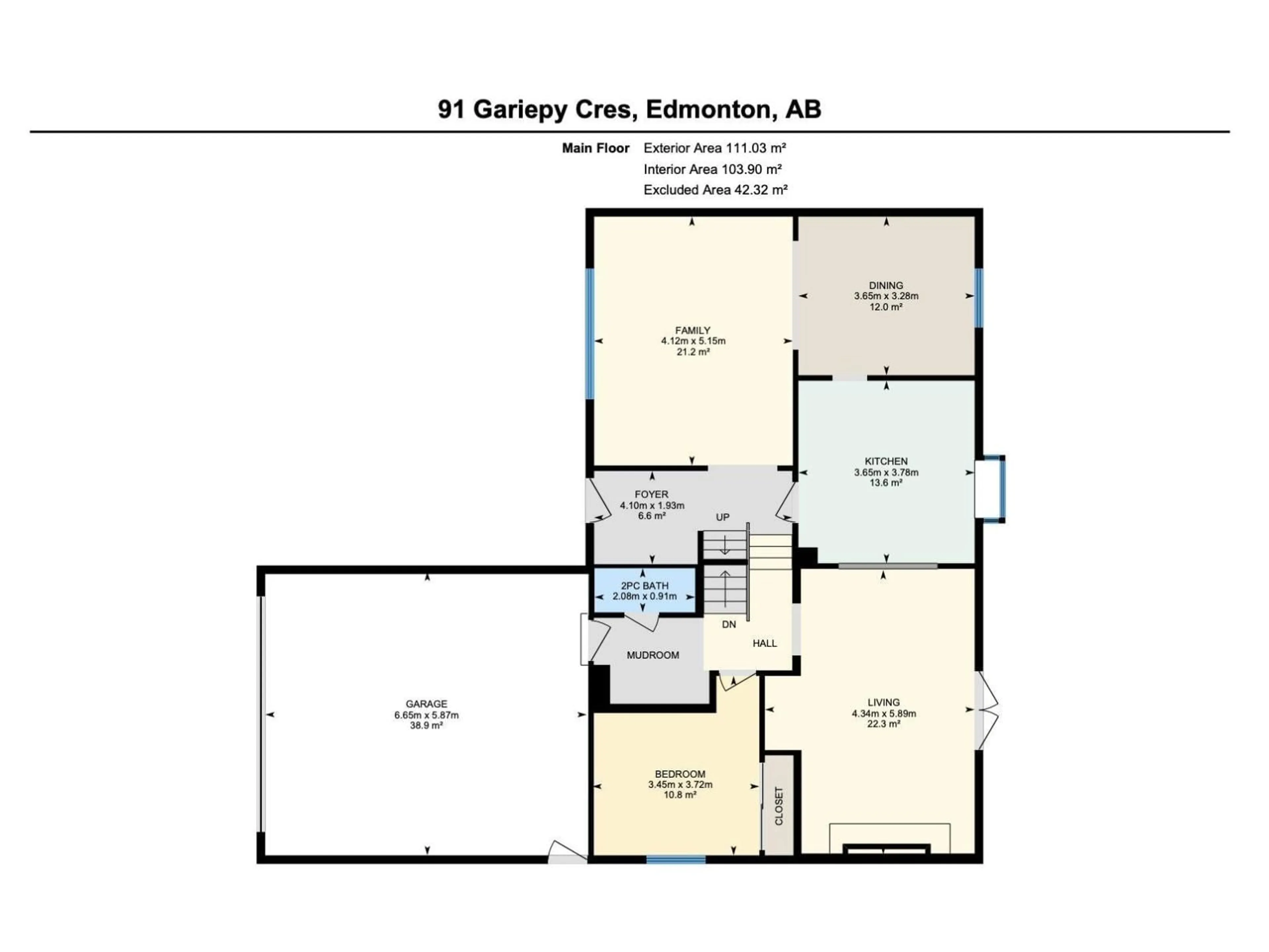 Floor plan for 91 GARIEPY CR, Edmonton Alberta T6M1B5