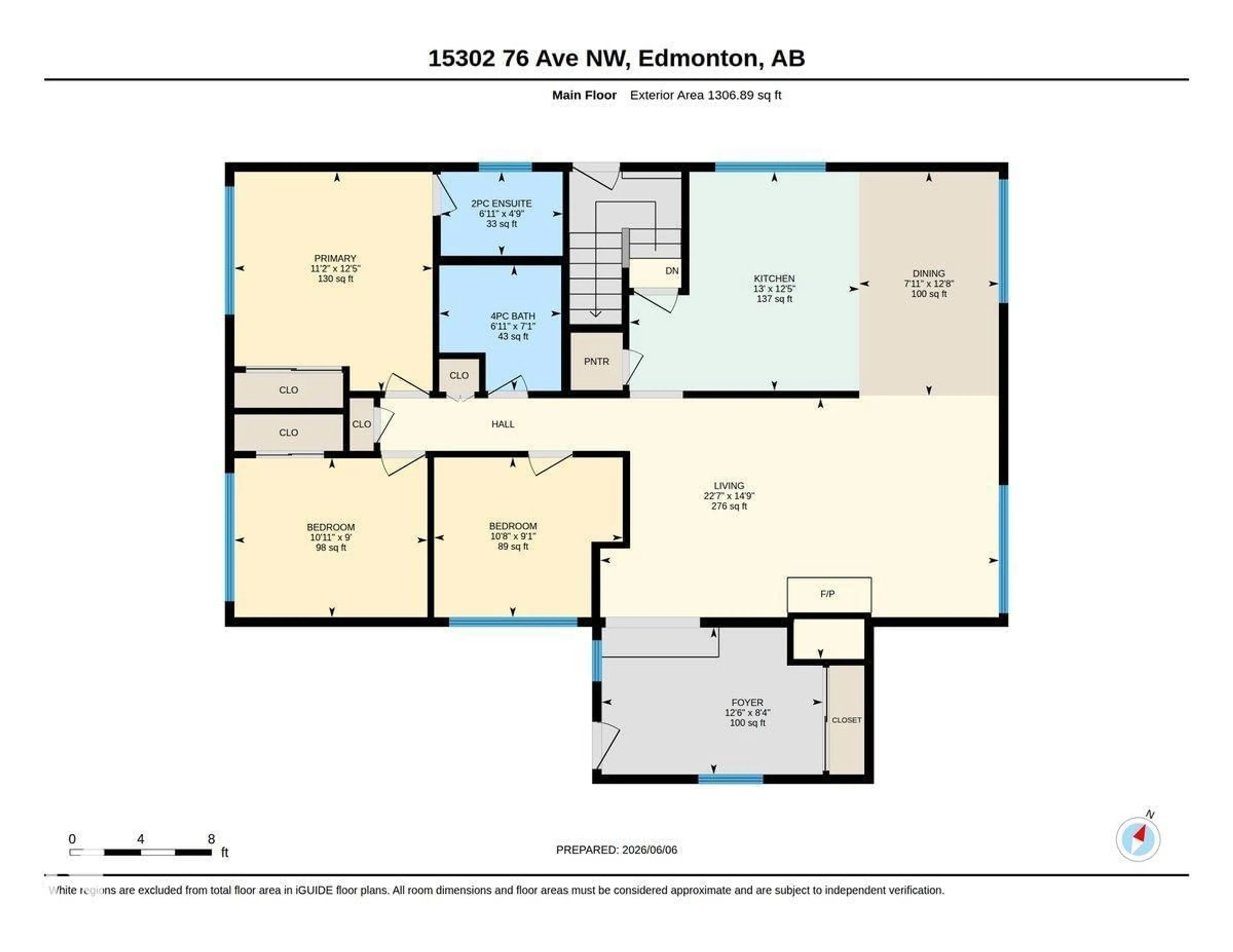 Floor plan for 15302 76 AV, Edmonton Alberta T5R3A3