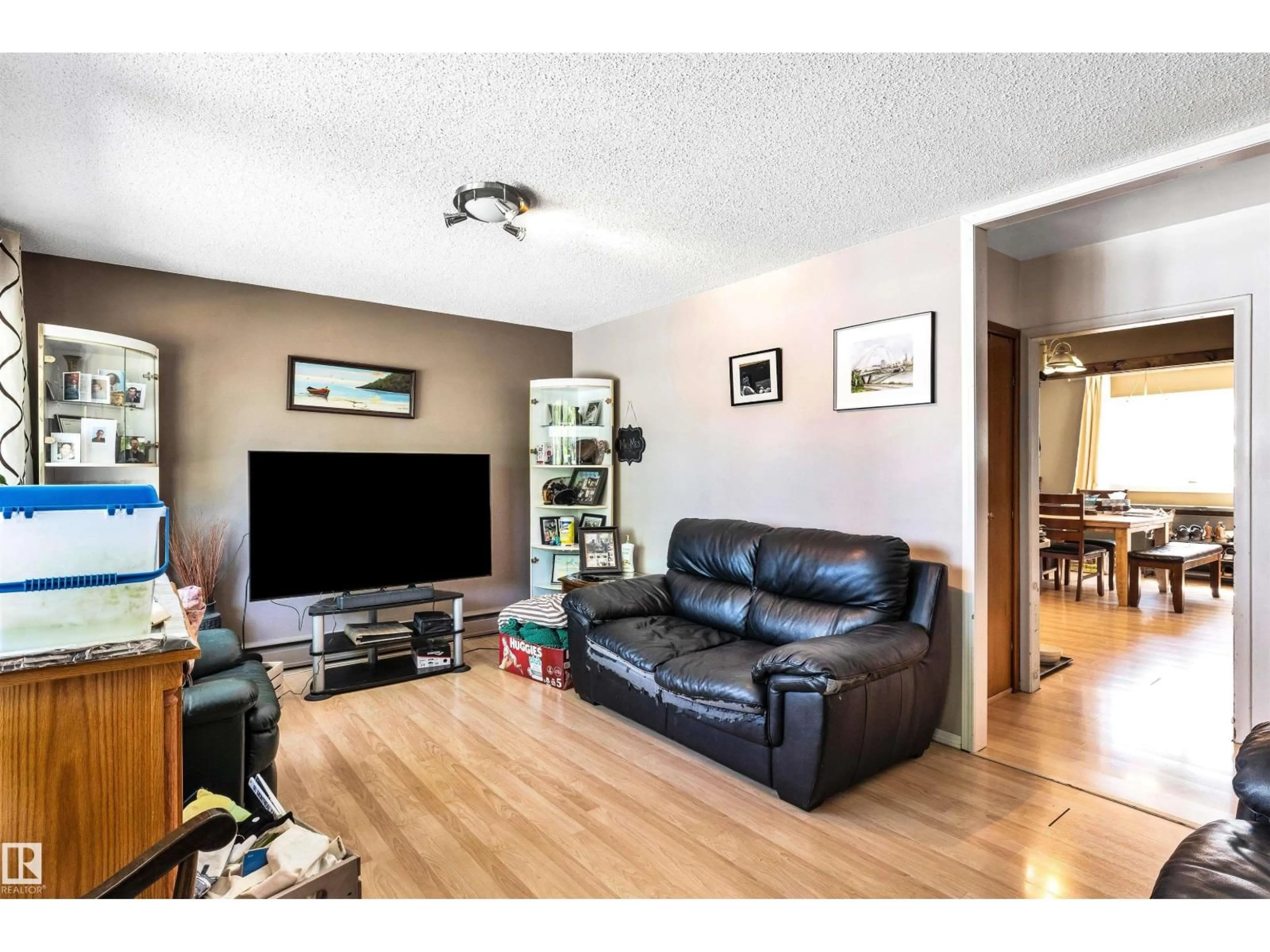 Living room with furniture, wood/laminate floor for 3619 110 AV, Edmonton Alberta T5W0H6