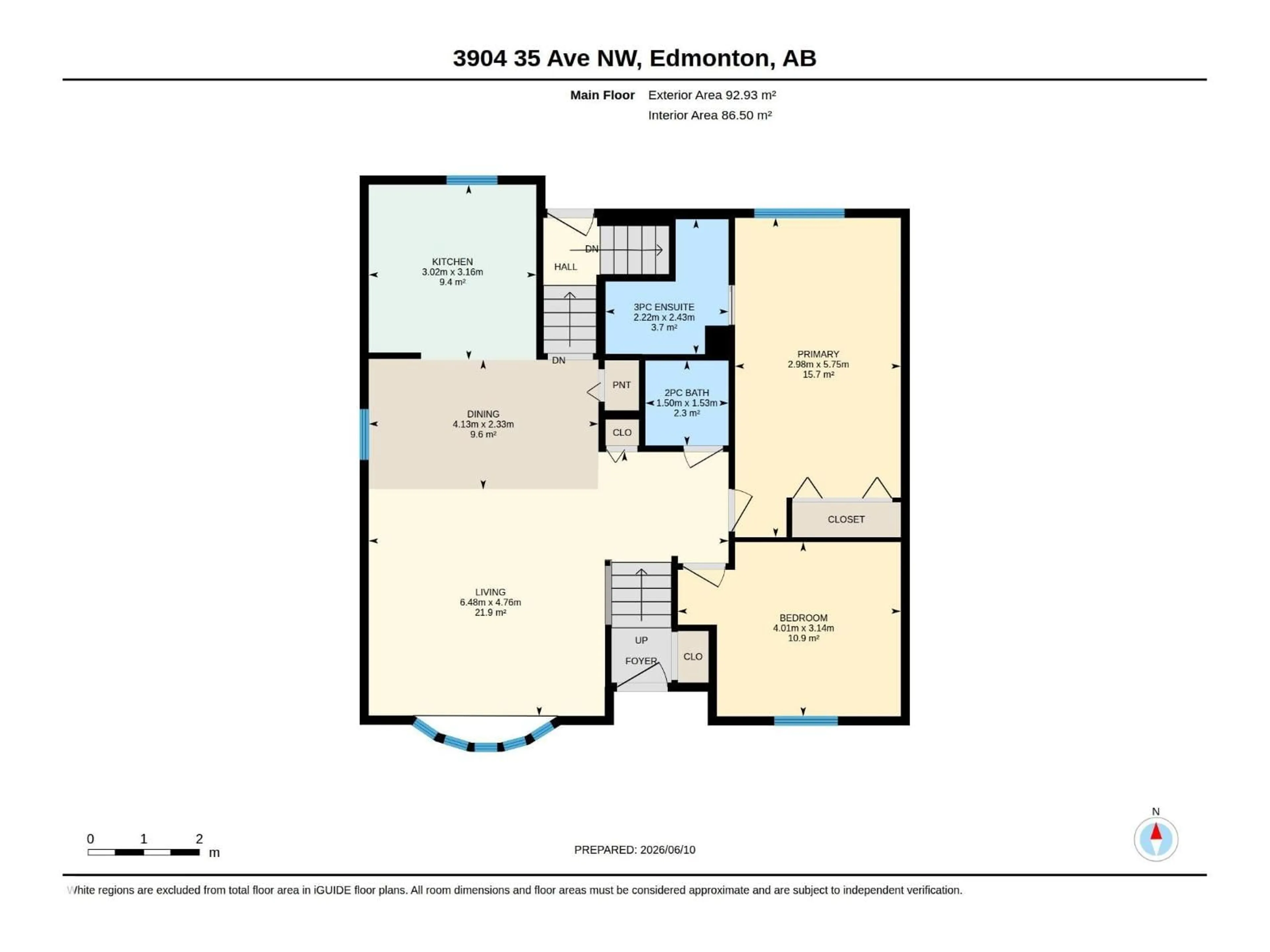 Floor plan for 3904 35 AV, Edmonton Alberta T6L4L1