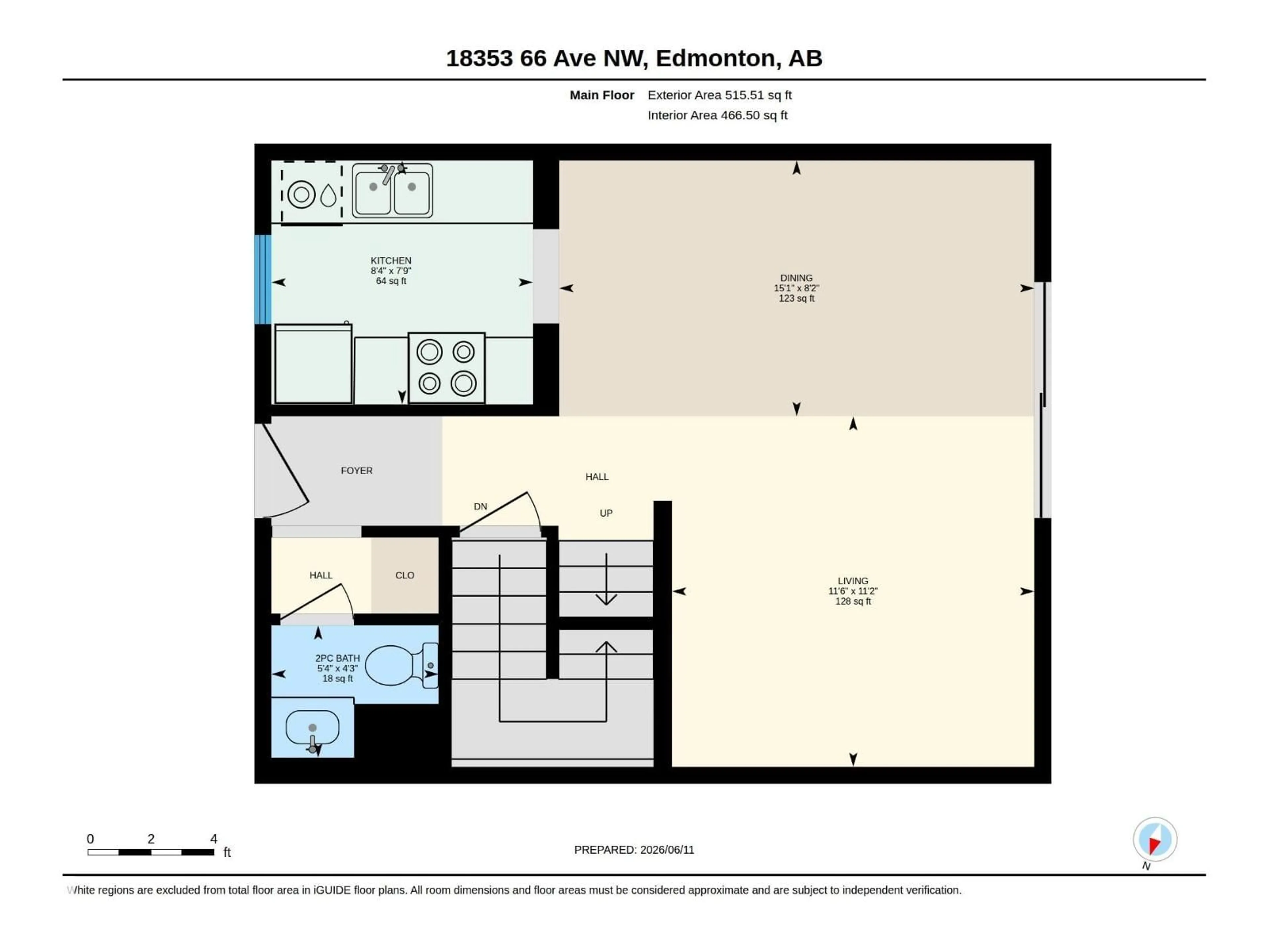 Floor plan for 18353 66 AV, Edmonton Alberta T5T1Z5