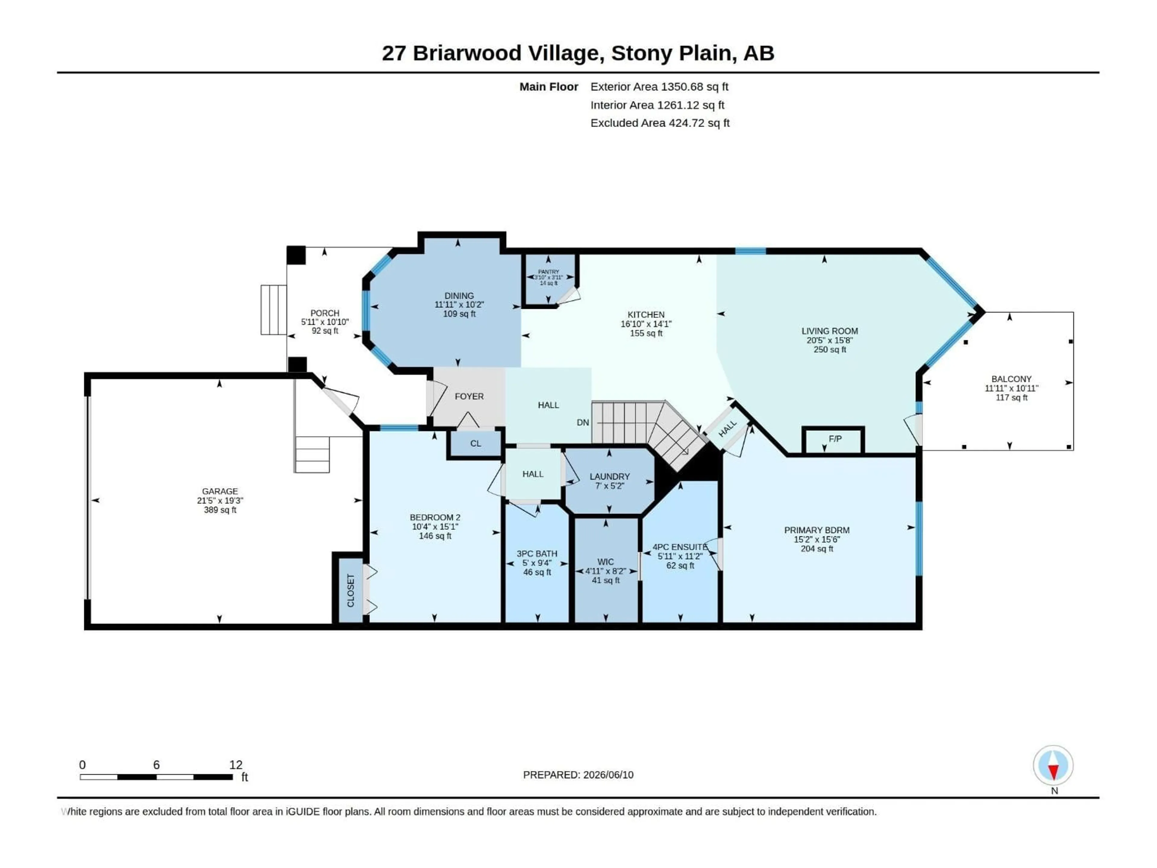Floor plan for 27 BRIARWOOD VG, Stony Plain Alberta T7Z2Y7
