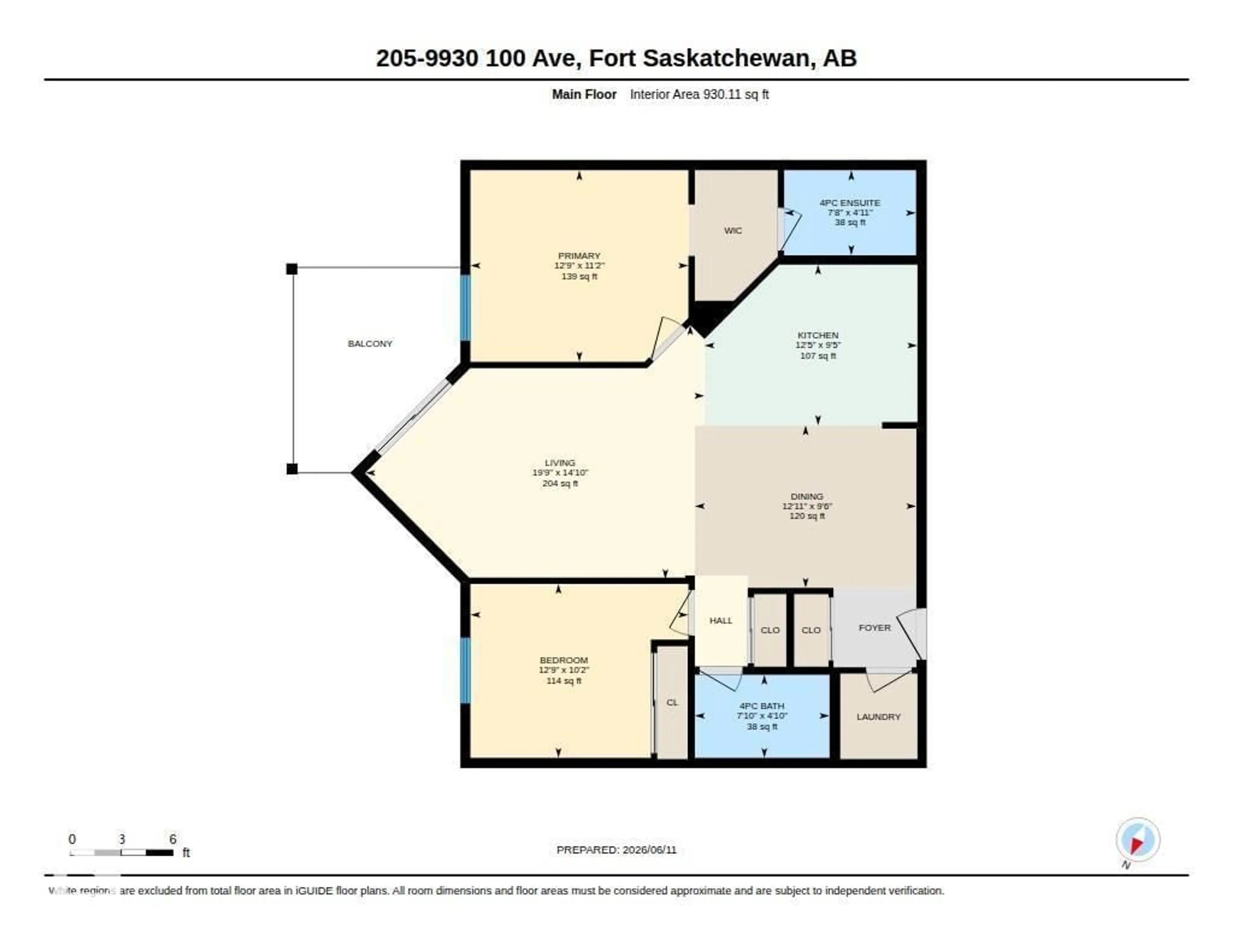 Floor plan for #205 - 9930 100 AV, Fort Saskatchewan Alberta T8L4L2