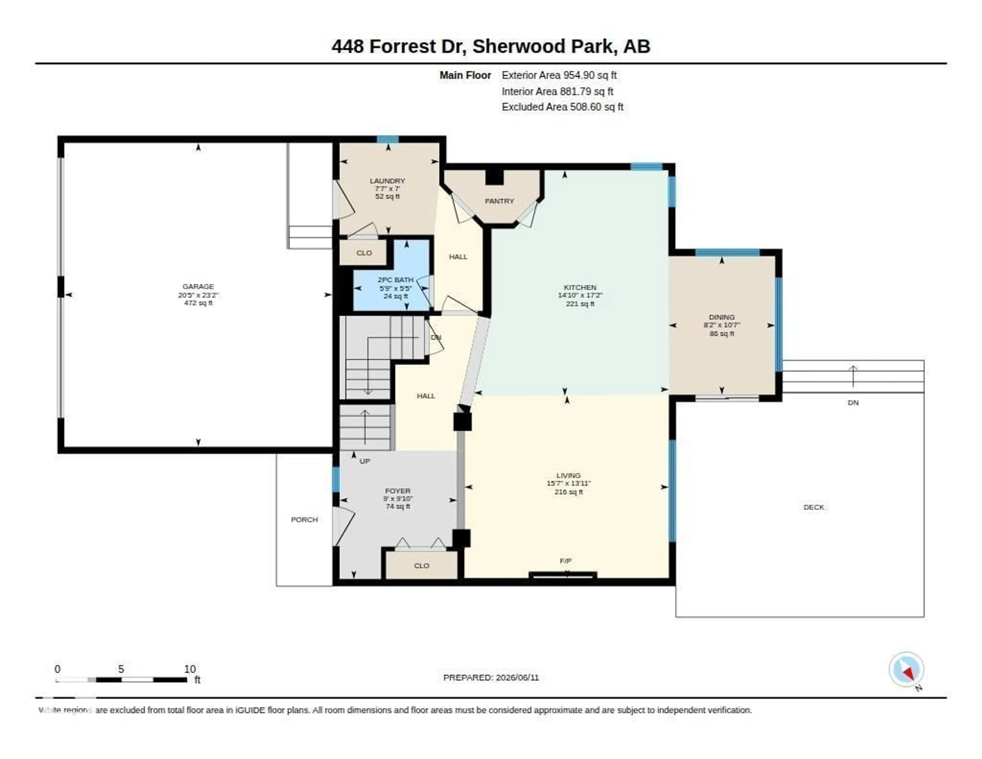 Floor plan for 448 FORREST DR, Sherwood Park Alberta T8A6L2
