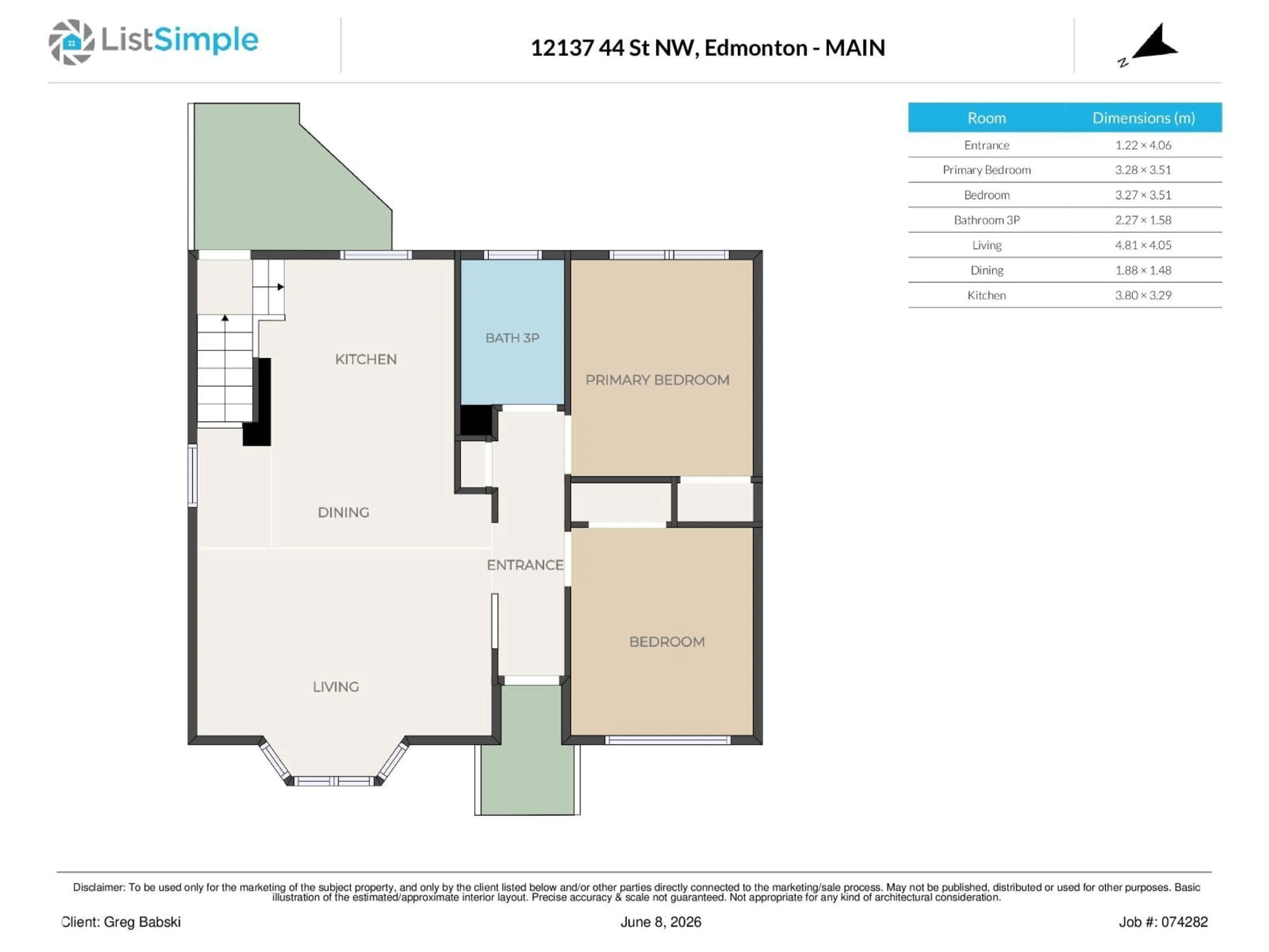 Floor plan for 12137 44 ST, Edmonton Alberta T5W2T2
