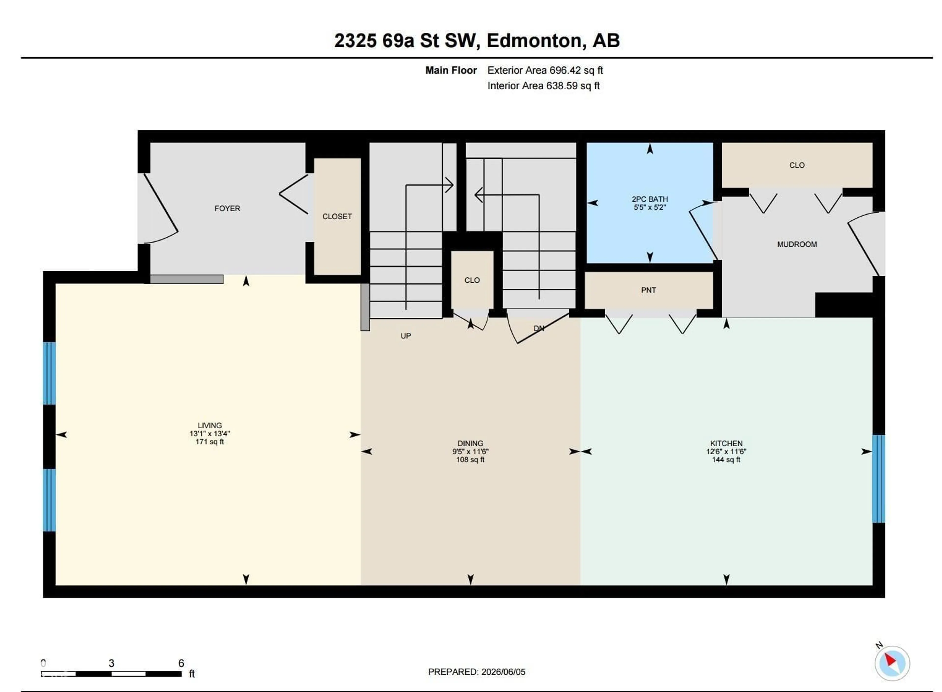 Floor plan for 2325 69A ST, Edmonton Alberta T6X1Z3