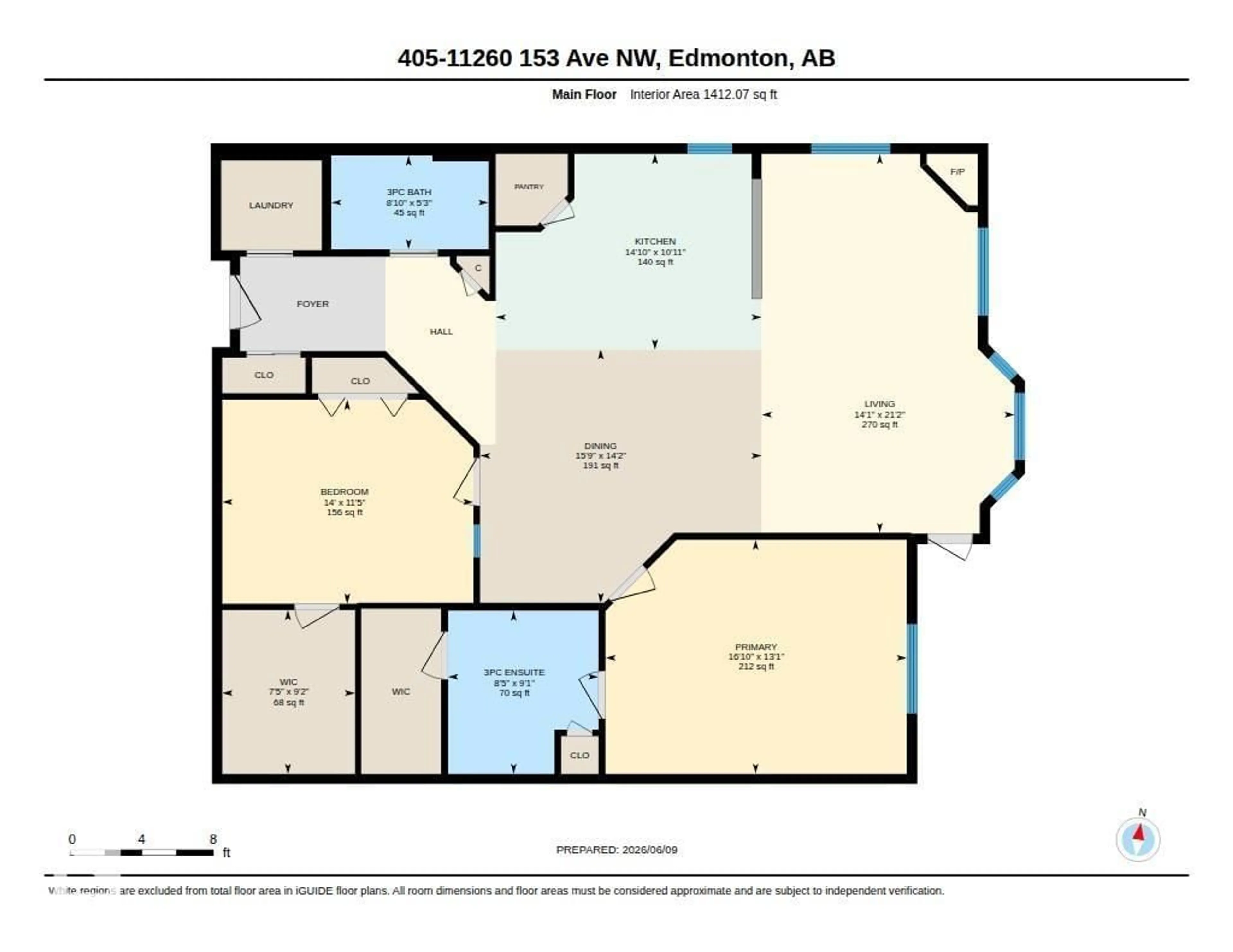 Floor plan for #406 - 11260 153 AV, Edmonton Alberta T5X6E7