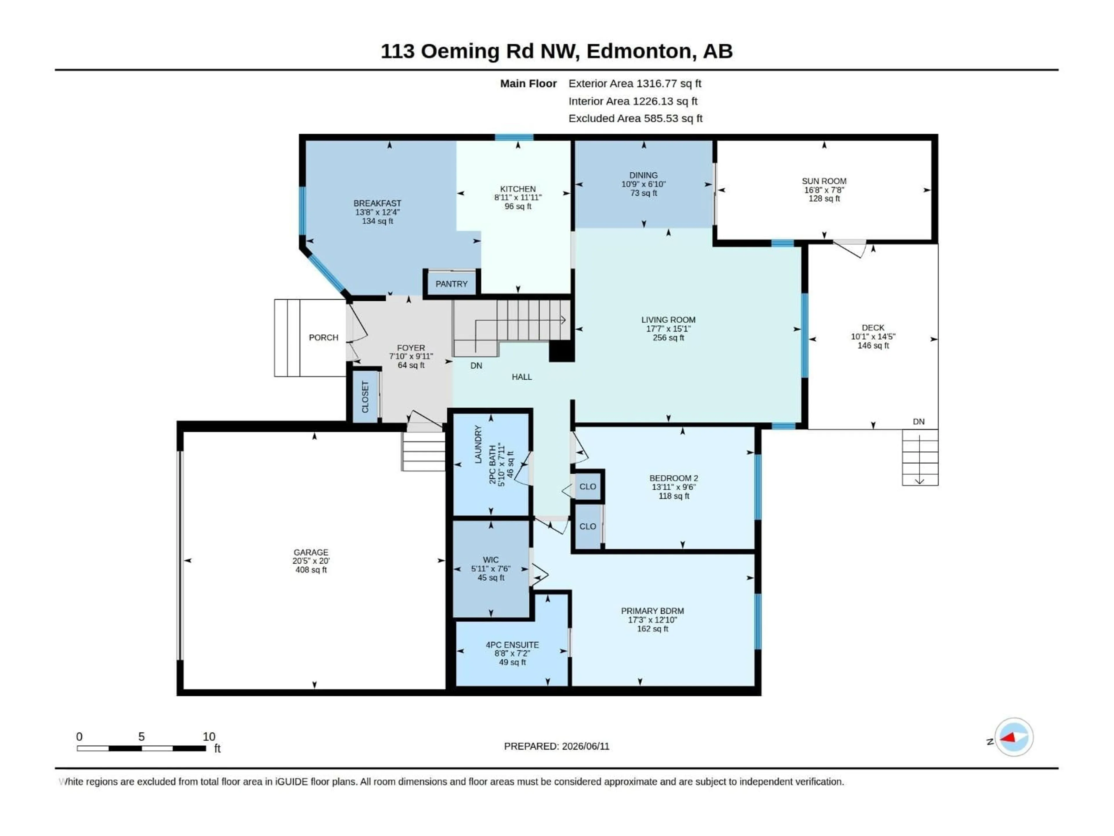 Floor plan for 113 OEMING RD, Edmonton Alberta T6R1L9