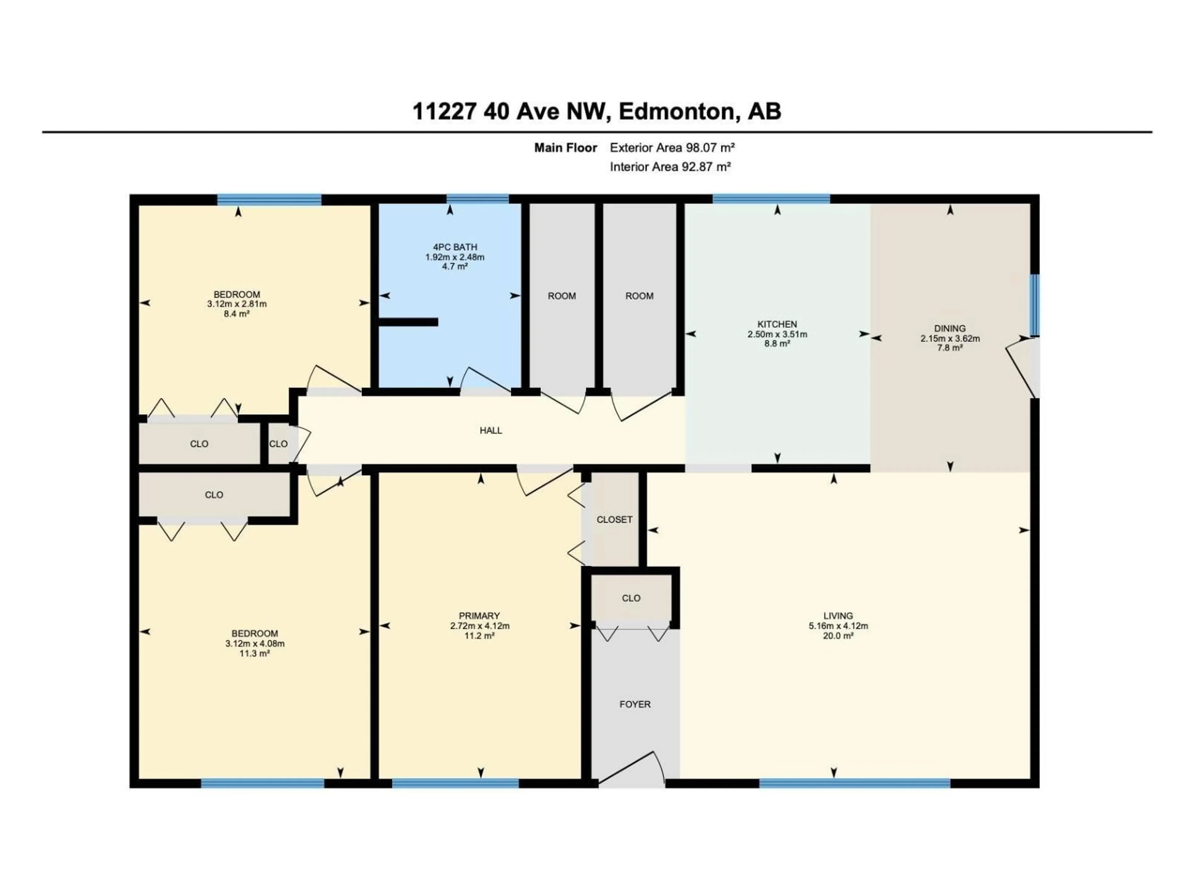 Floor plan for 11227 40 AV, Edmonton Alberta T6J0P9