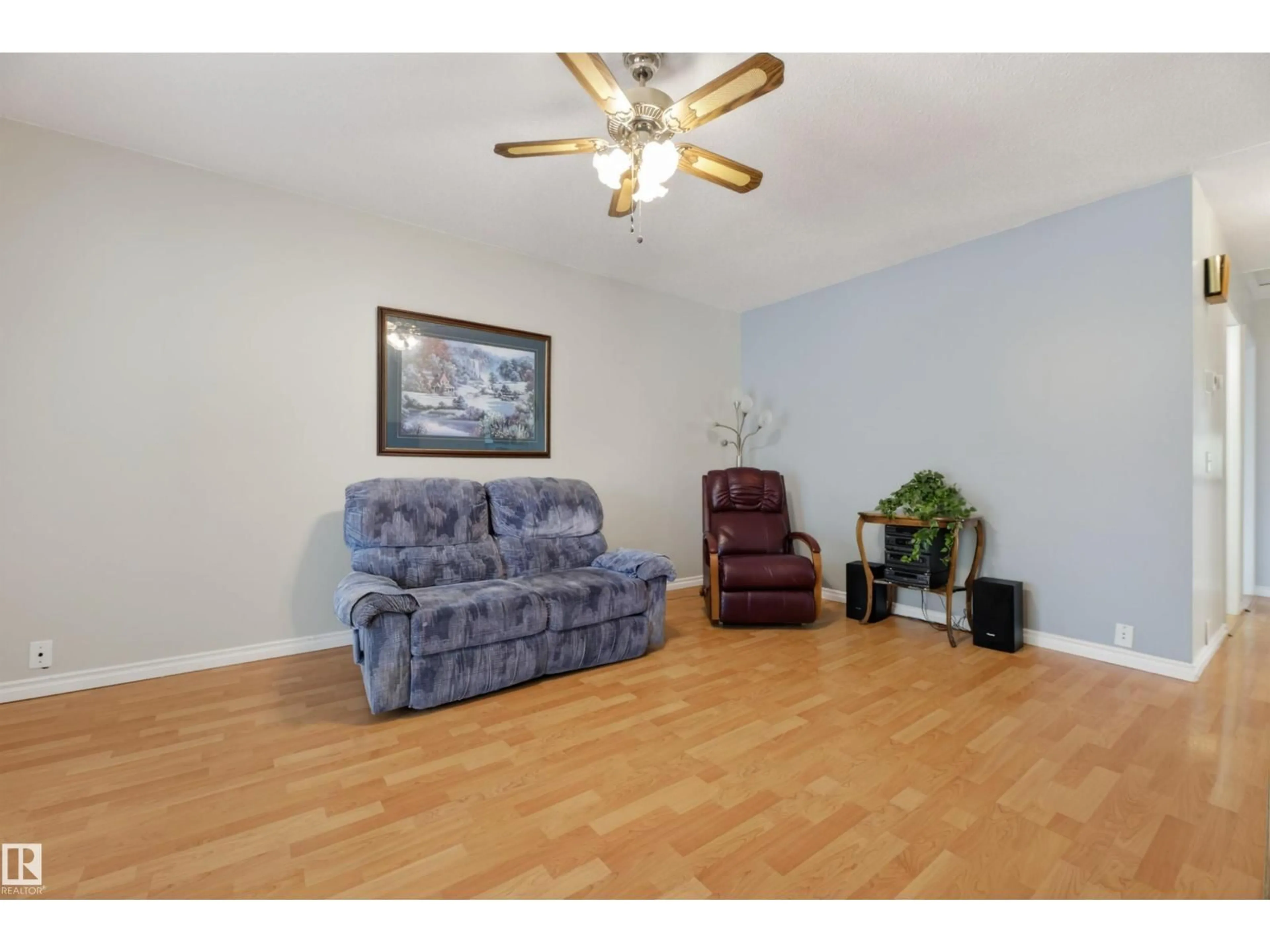 Living room with furniture, wood/laminate floor for 256 WOODBRIDGE WY, Sherwood Park Alberta T8A3Y3