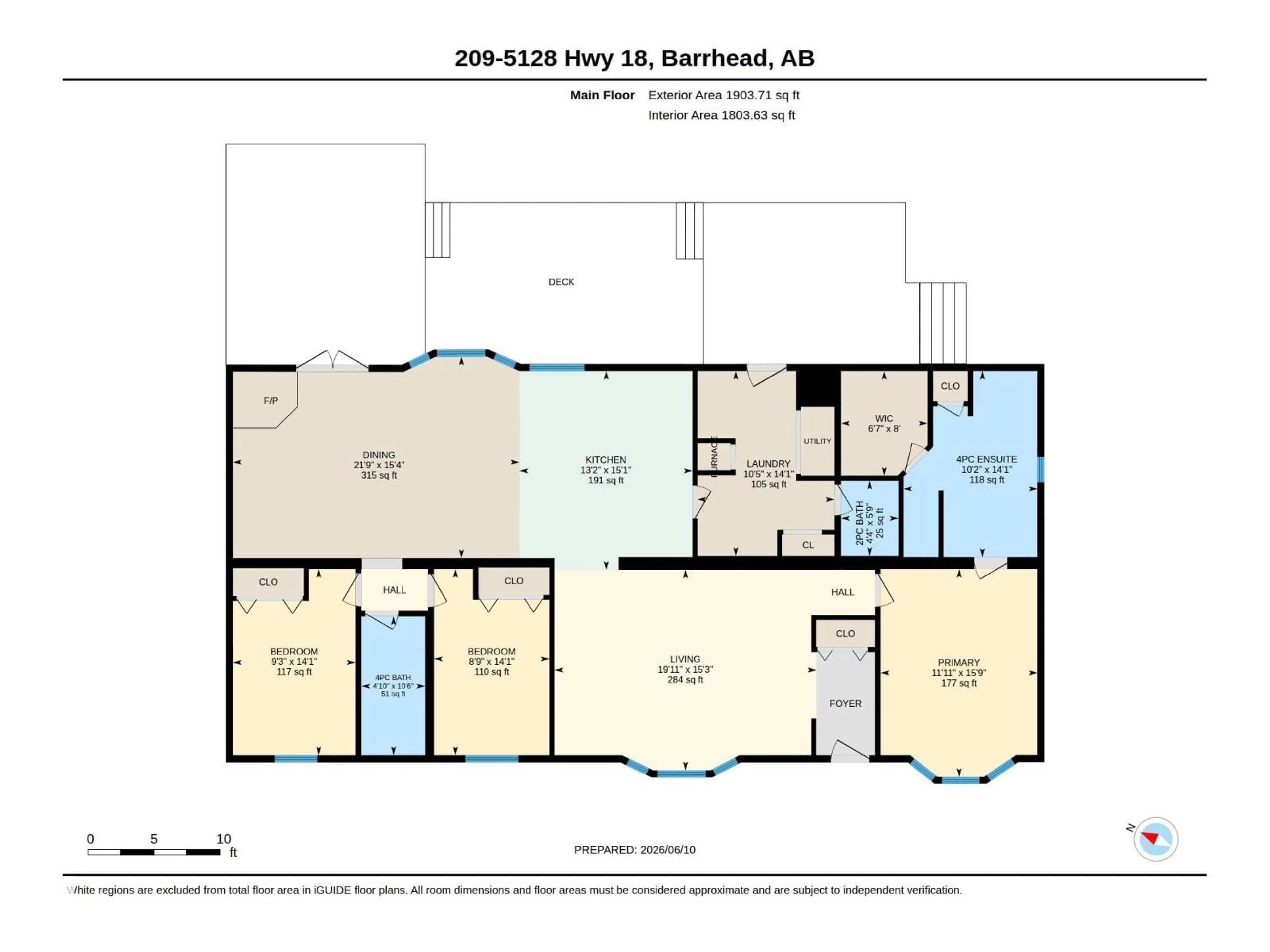 Floor plan for 209 - 5128 18 HI, Rural Barrhead County Alberta T7N1N3