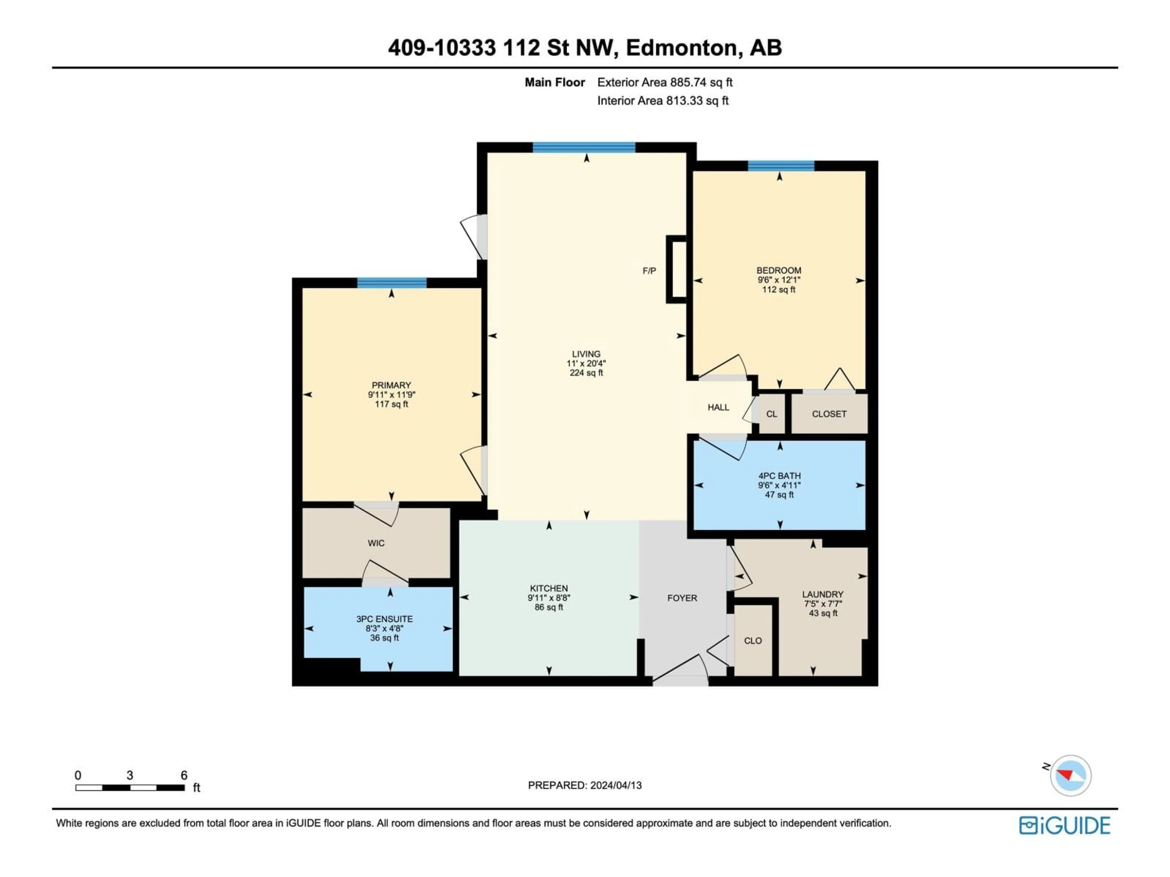 Floor plan for 409 - 10333 112 ST, Edmonton Alberta T5K0B4