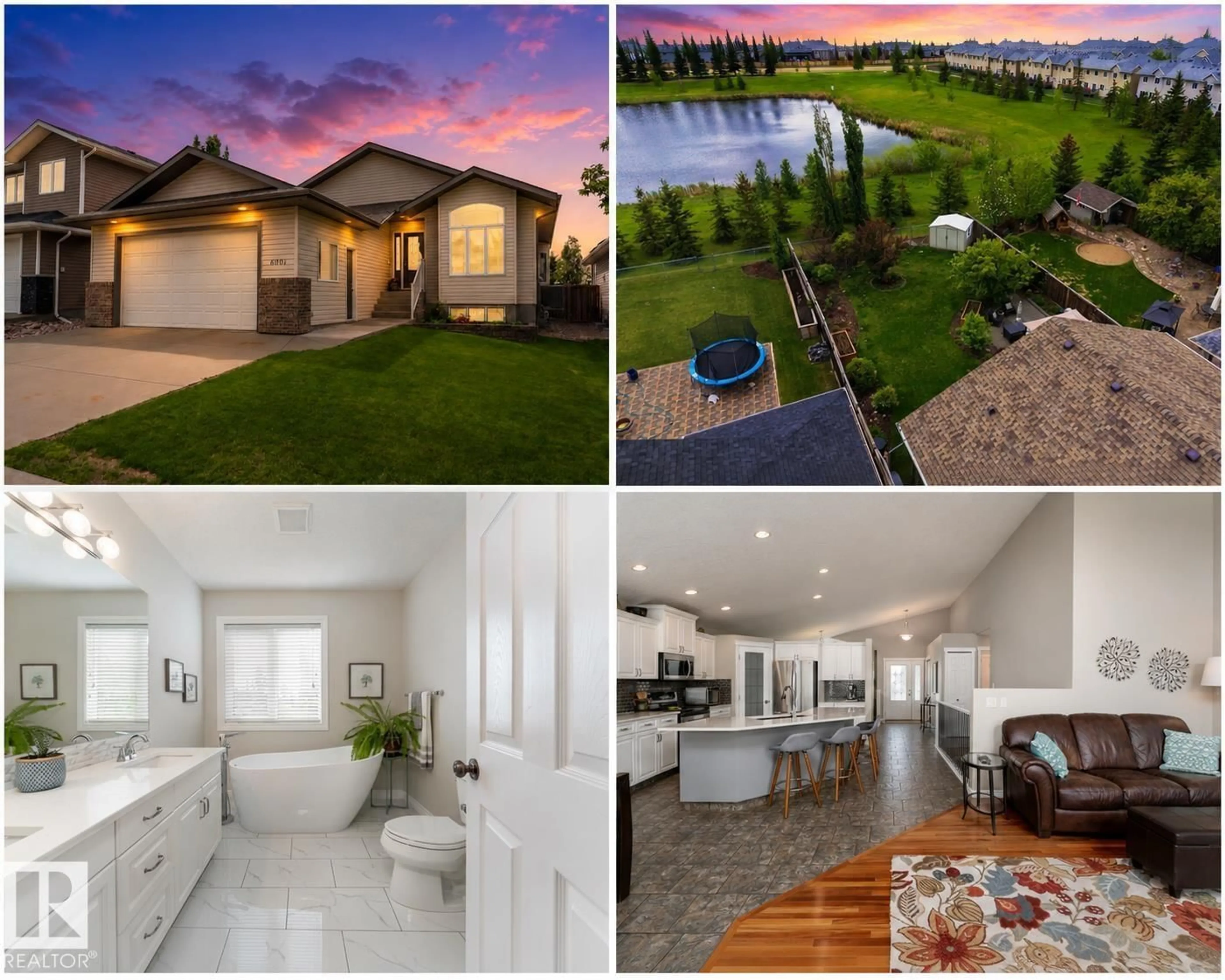 A pic from outside/outdoor area/front of a property/back of a property/a pic from drone, water/lake/river/ocean view for 6001 52 AV, Beaumont Alberta T4X1V5