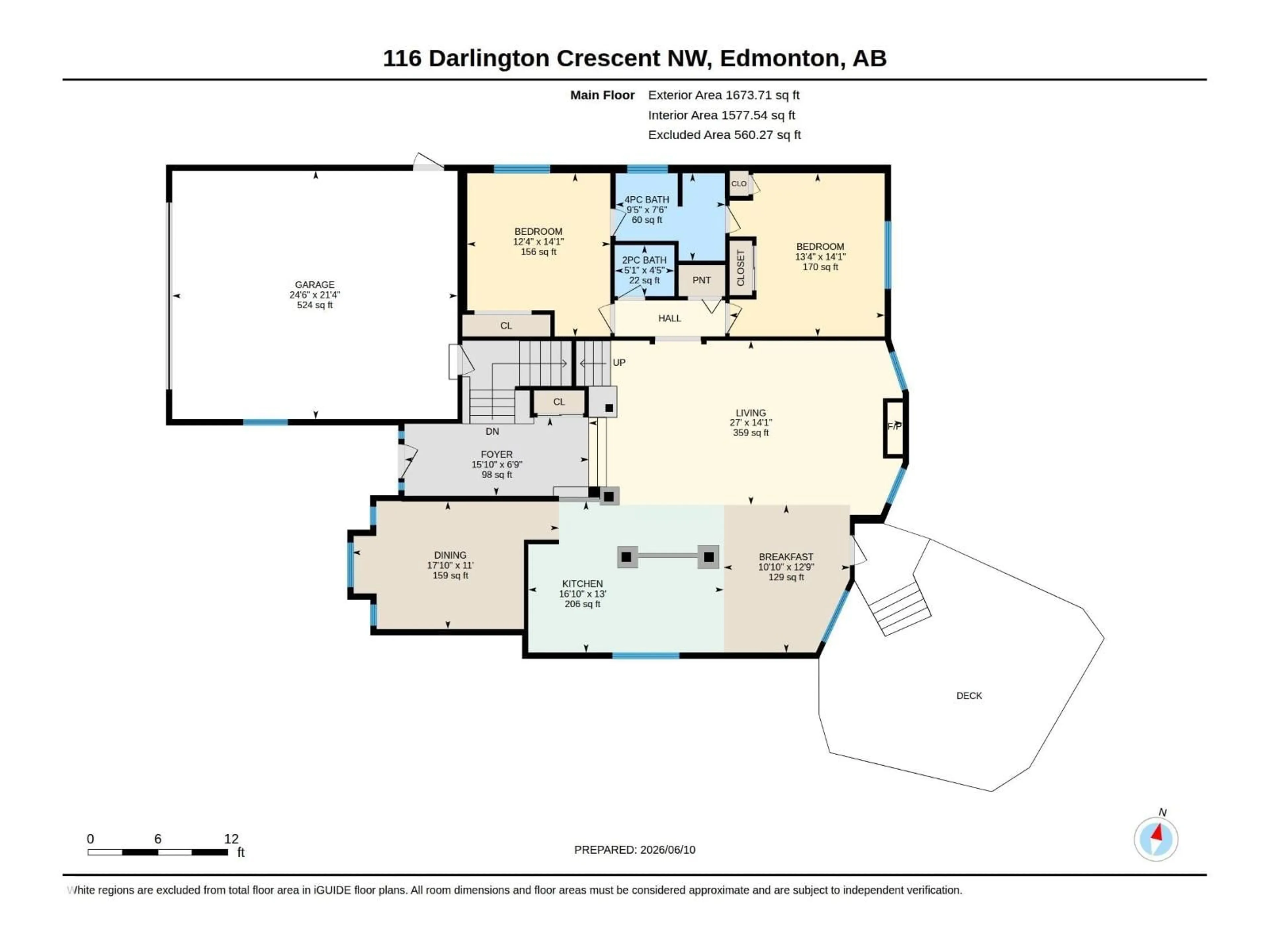 Floor plan for 116 DARLINGTON CR, Edmonton Alberta T6M2S1