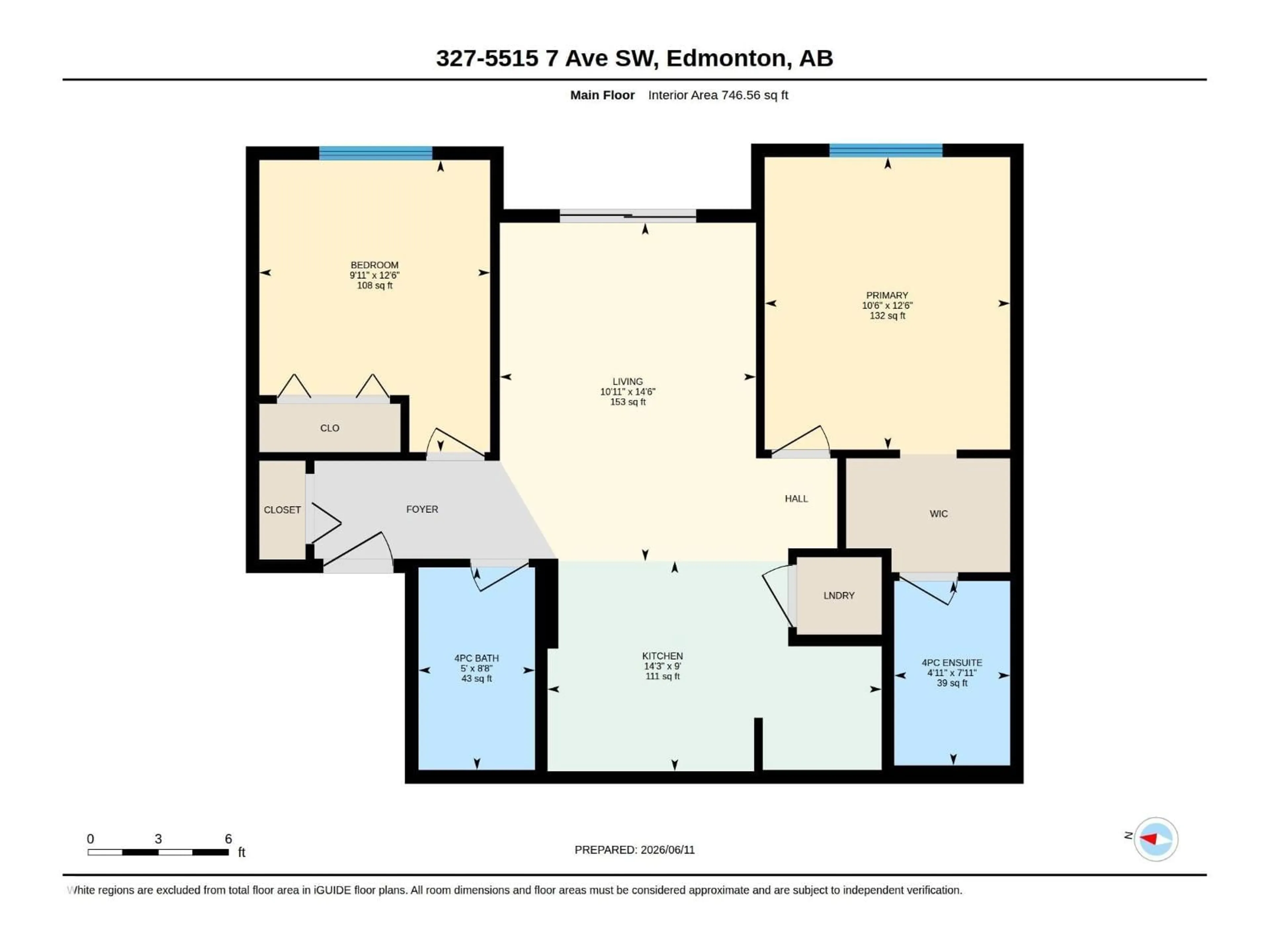 Floor plan for #327 - 5515 7 AV SW, Edmonton Alberta T6X2A8