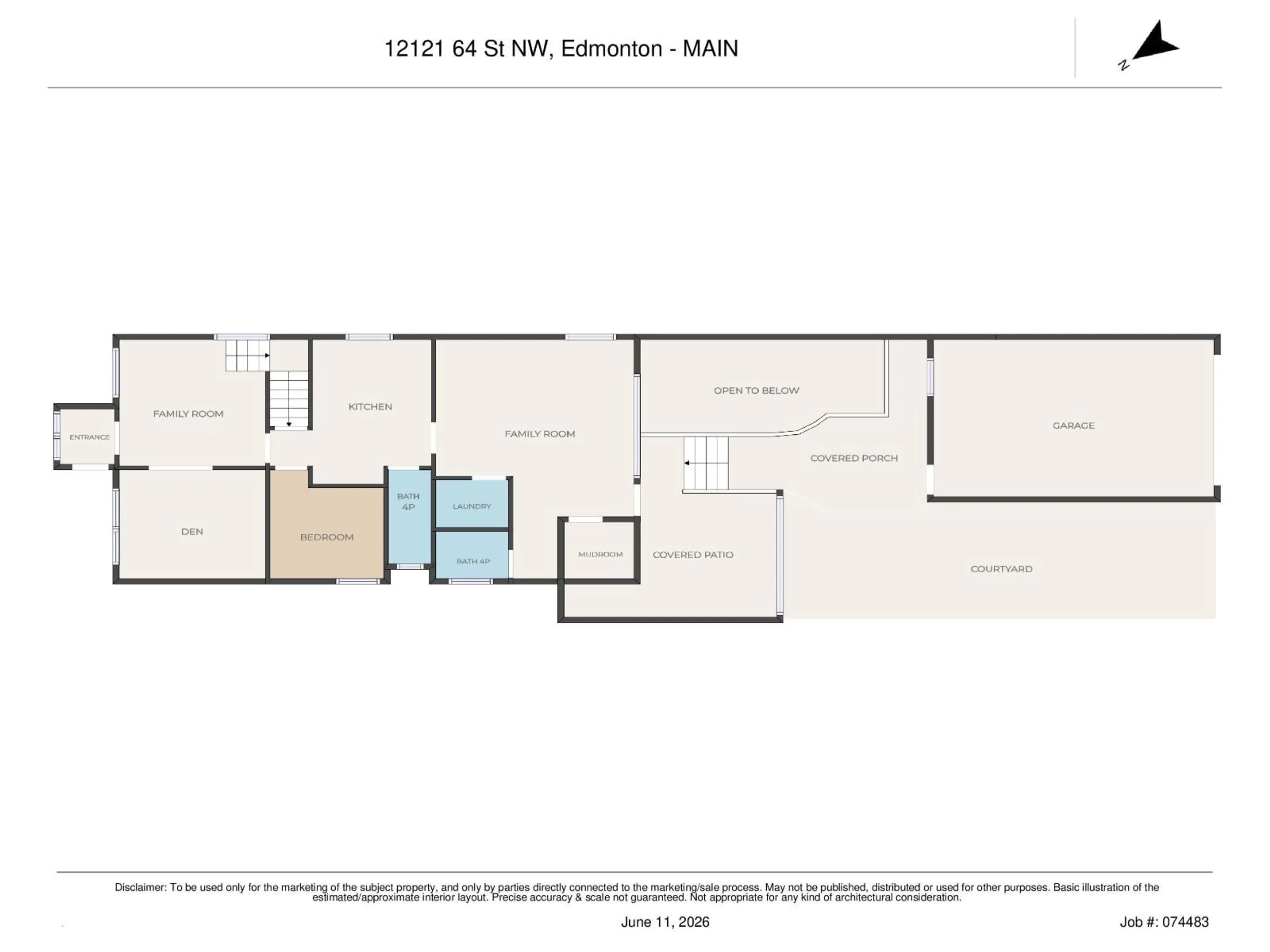 Floor plan for NW - 12121 64 ST, Edmonton Alberta T5W4J8