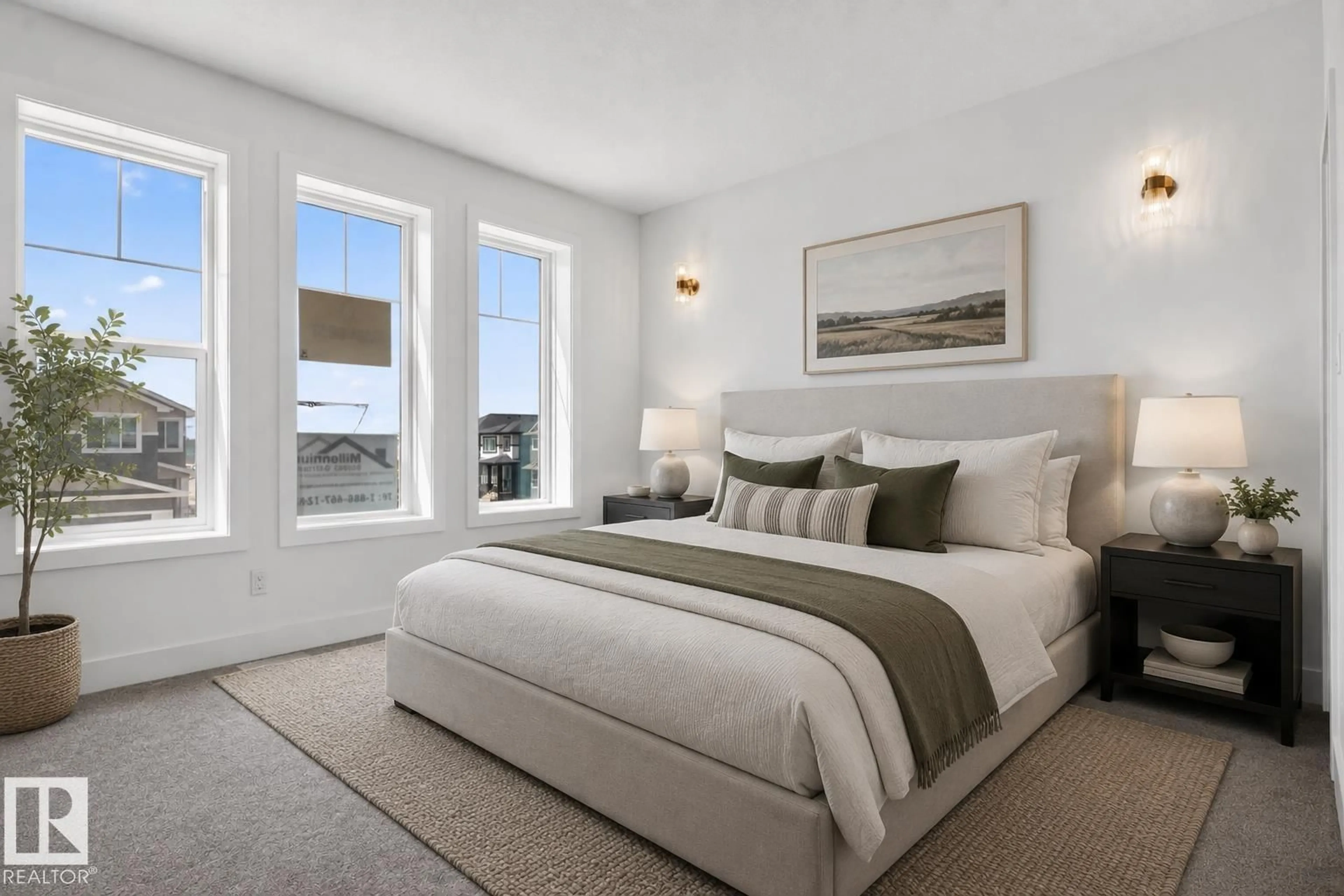 Bedroom with bed, carpet floor for 21 ROSA CR, St. Albert Alberta T8N7Y4