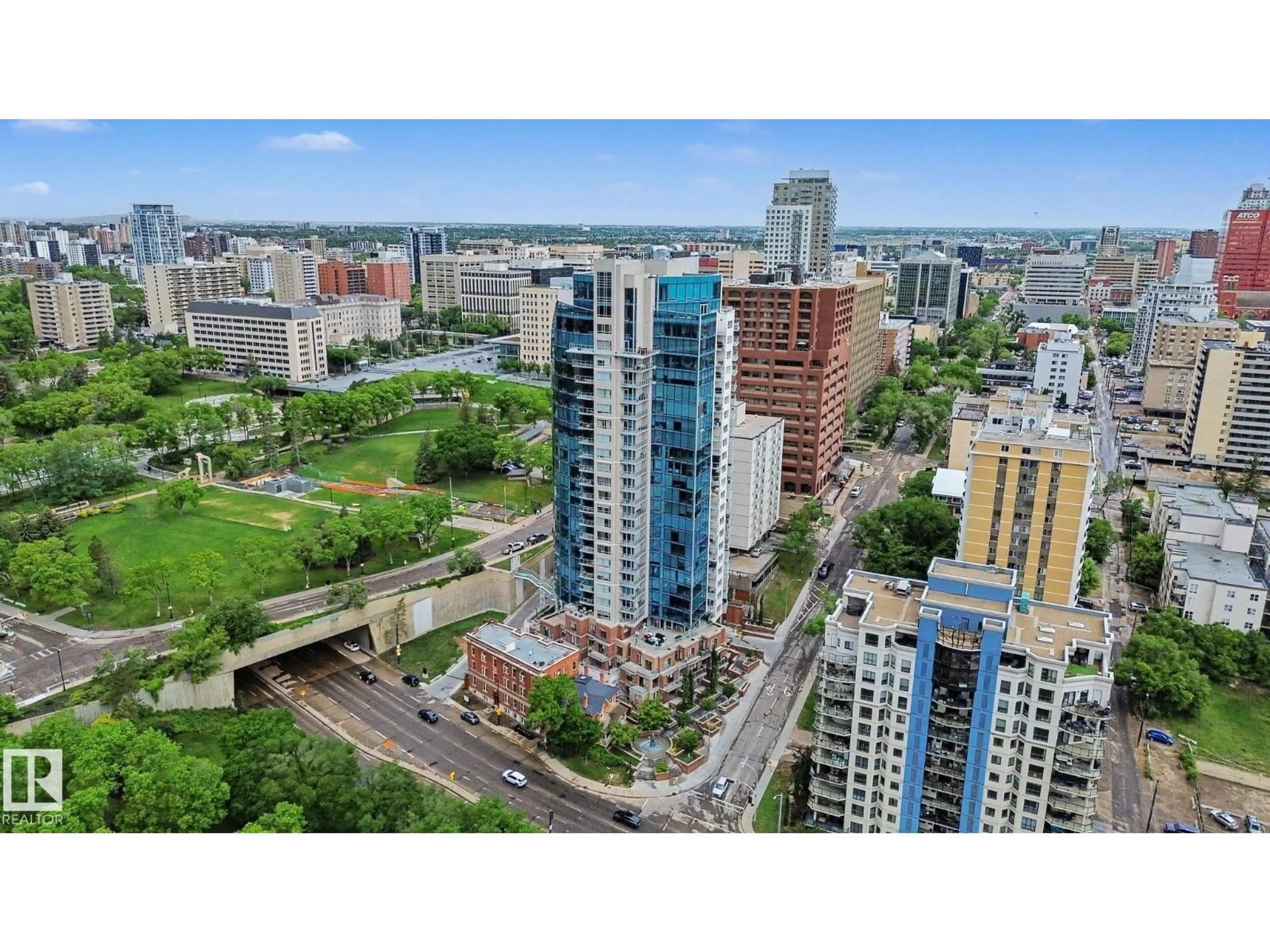 A pic from outside/outdoor area/front of a property/back of a property/a pic from drone, city buildings view from balcony for #1003 - 9720 106 ST, Edmonton Alberta T5Z0K8