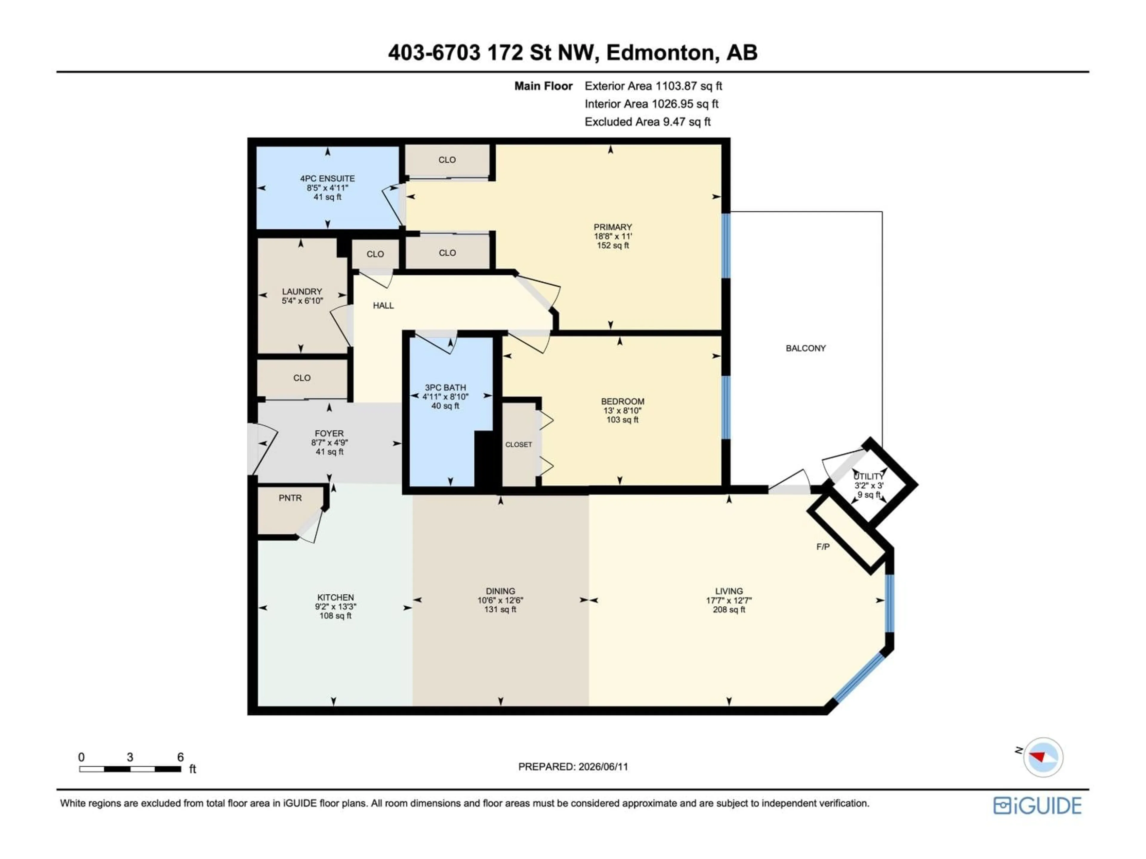 Floor plan for #403 - 6703 172 ST NW, Edmonton Alberta T5T6H9
