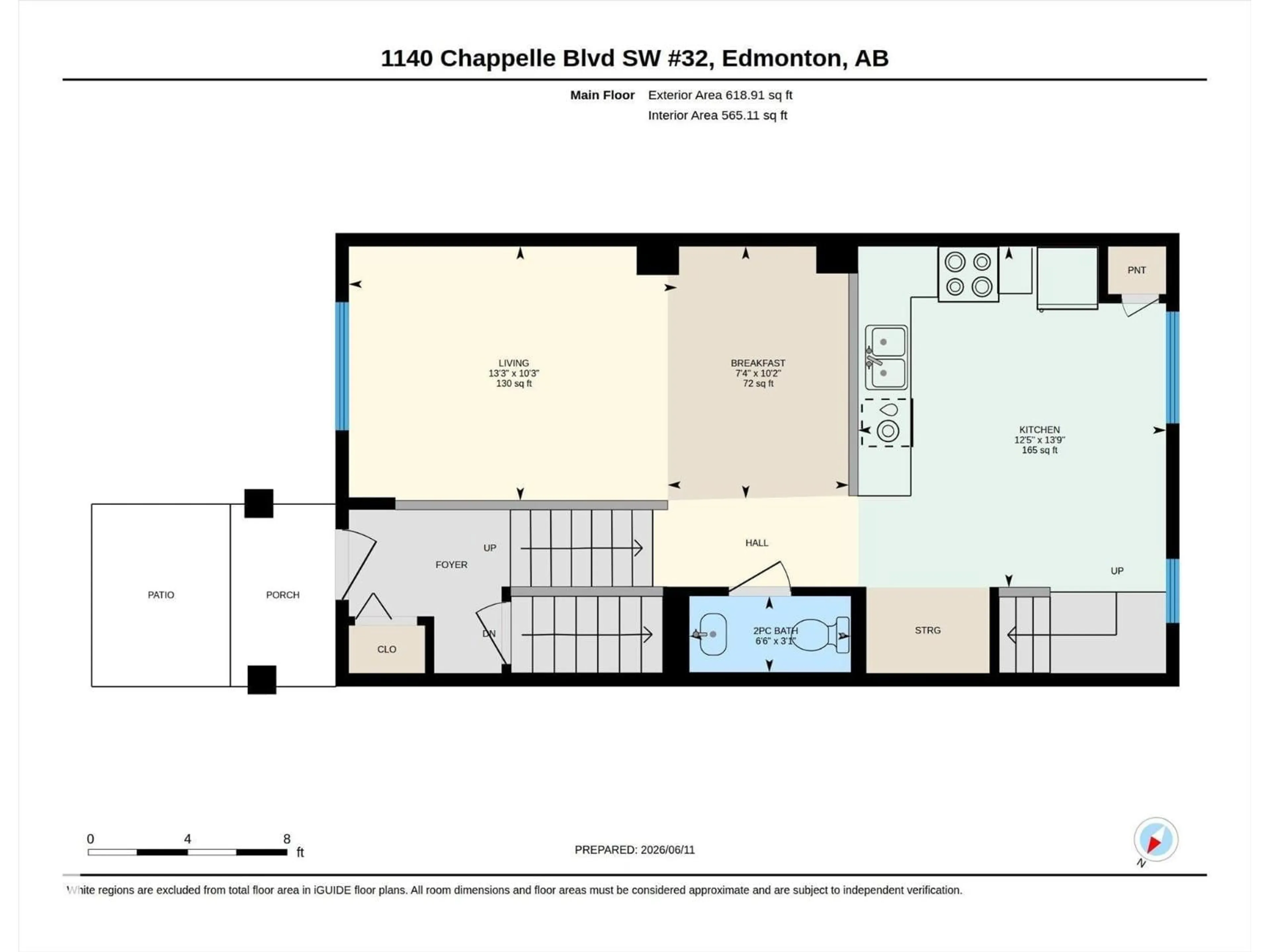 Floor plan for #32 - 1140 CHAPPELLE BV, Edmonton Alberta T6W2Z3