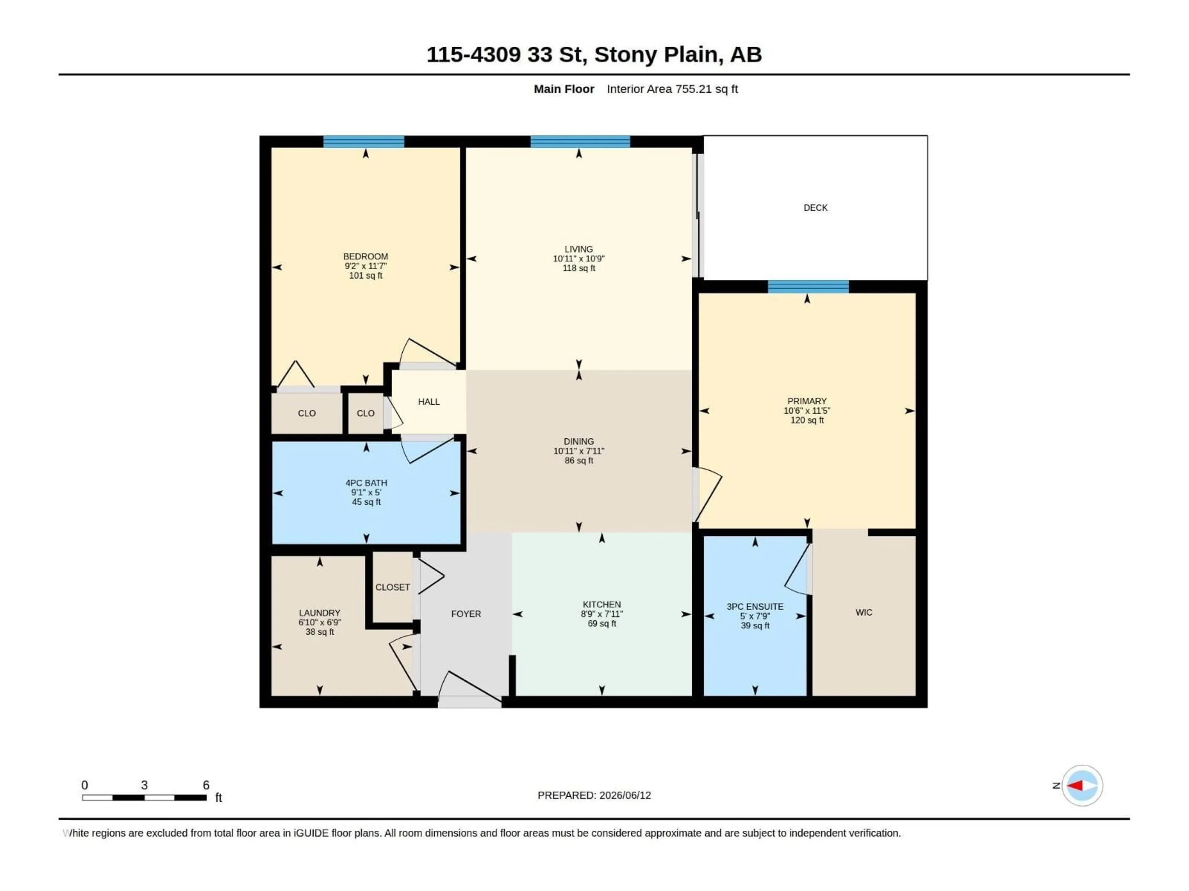 Floor plan for #115 - 4309 33 ST, Stony Plain Alberta T7Z0C4